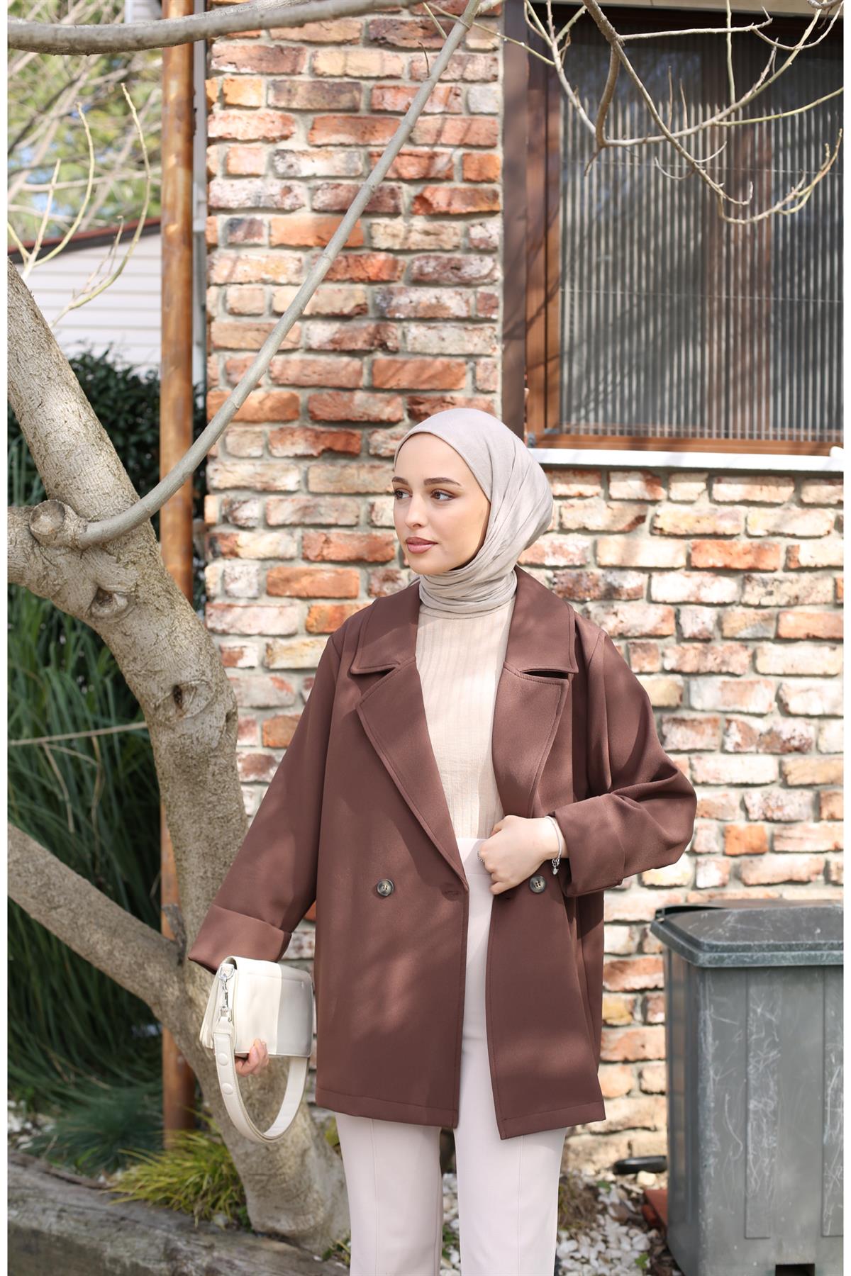 Oversize Ceket Kahve Yazlık
