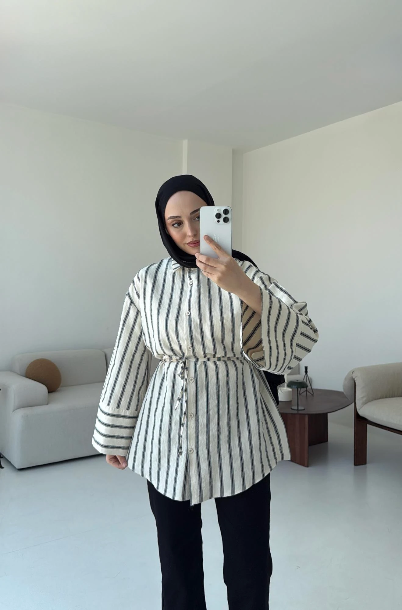 Çizgili Bağlamalı Gömlek