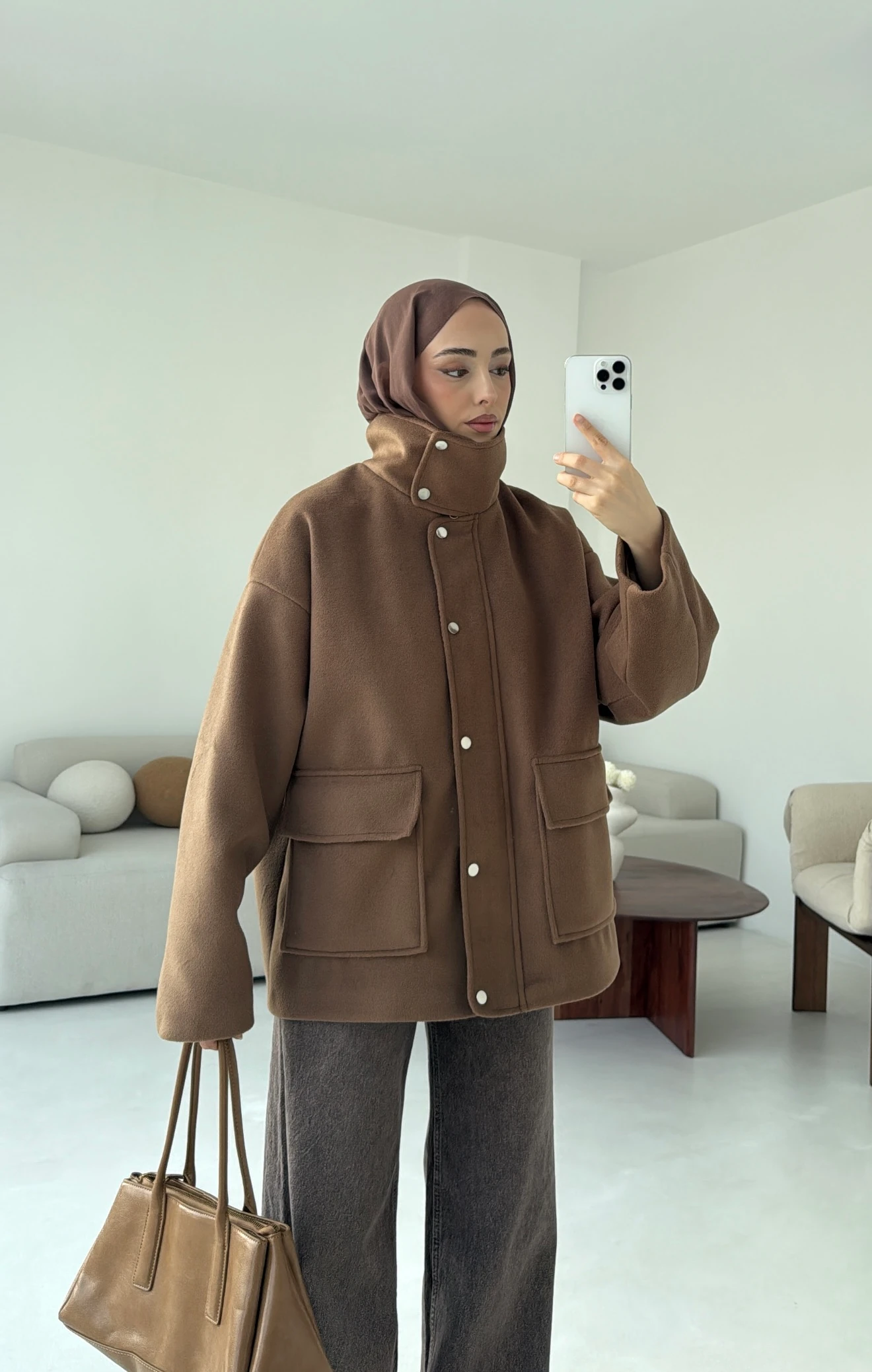 Klapalı Tasarım Kaban Kestane Kahve