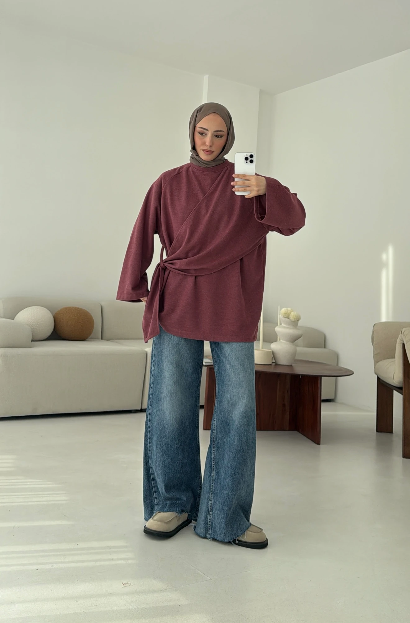 Yandan Şallı Tunik Gül