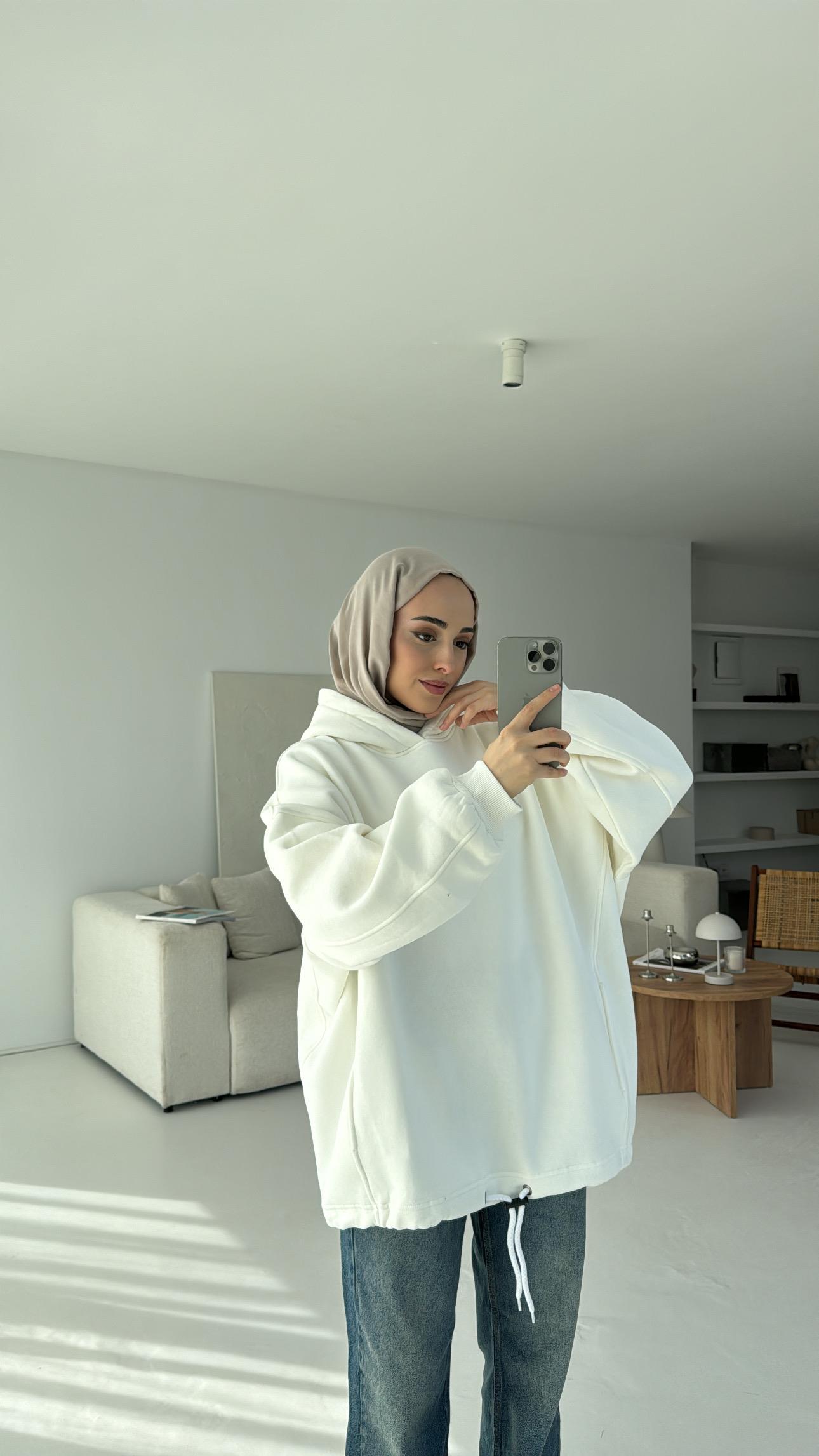 Savage Baskılı Swetshirt Beyaz