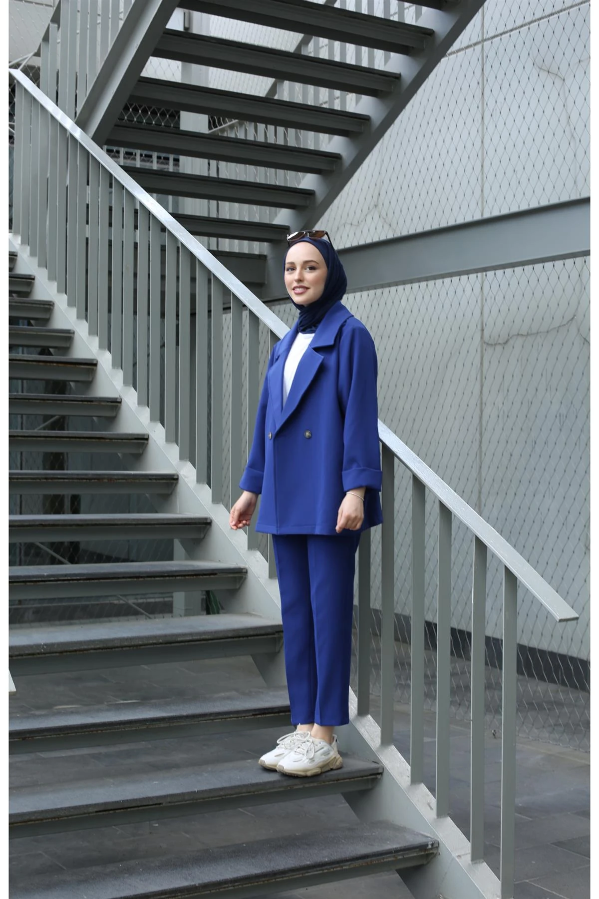 Oversize Yazlık Ceketli Takım Lacivert