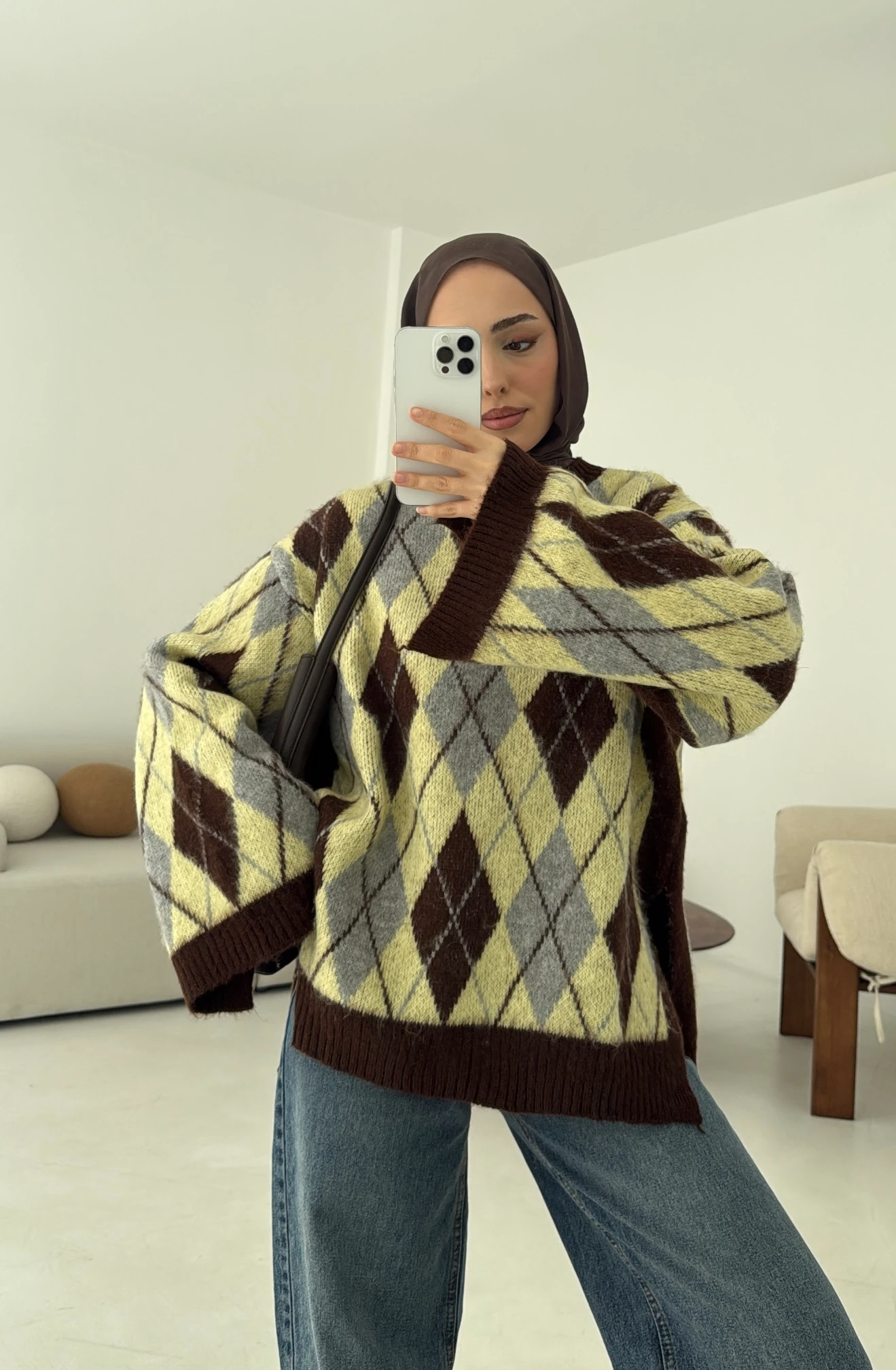 Kolu Yırtmaç Detay Tasarım Kazak Sarı