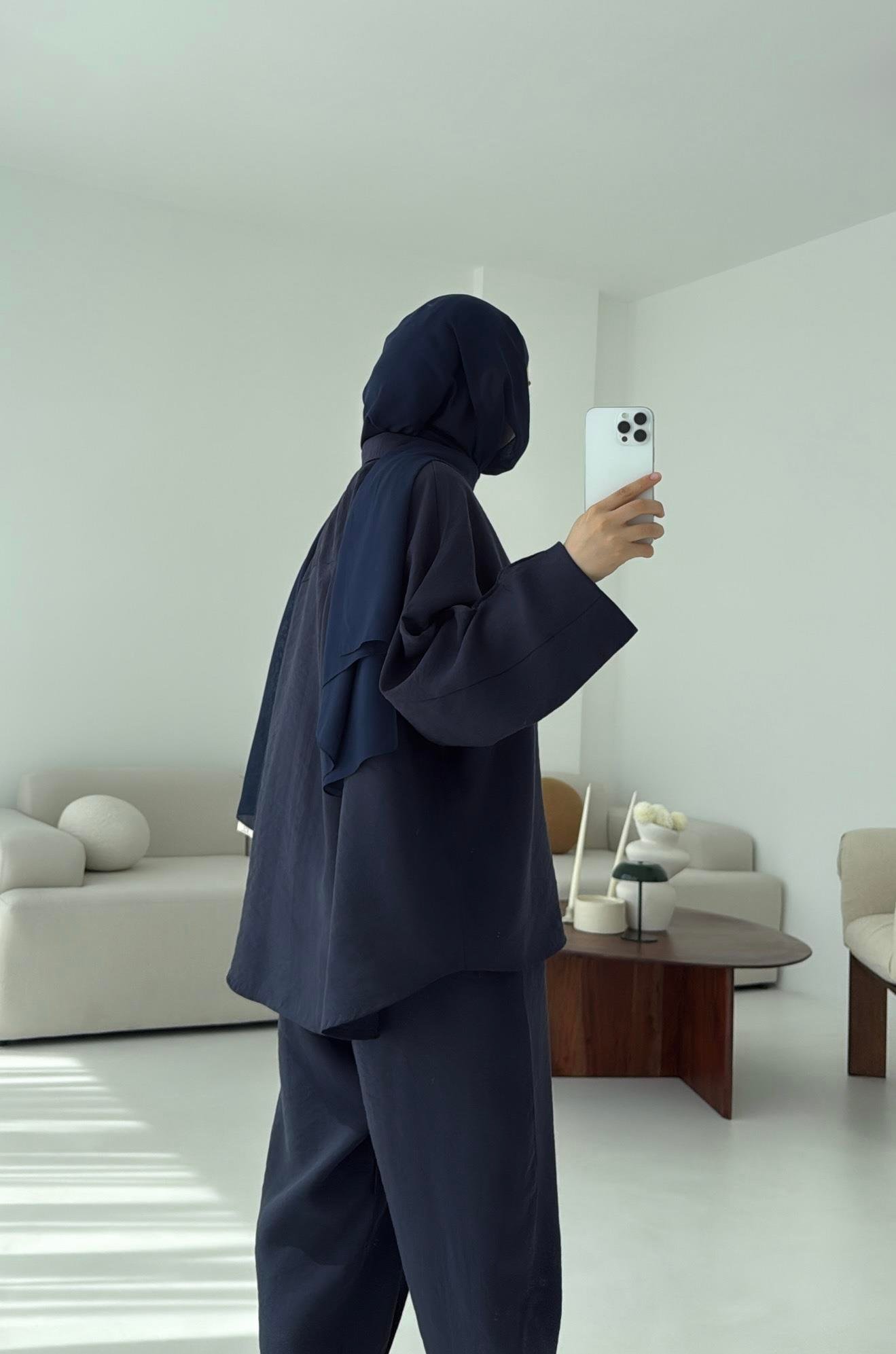 Pens Detay Tencel Takım Lacivert