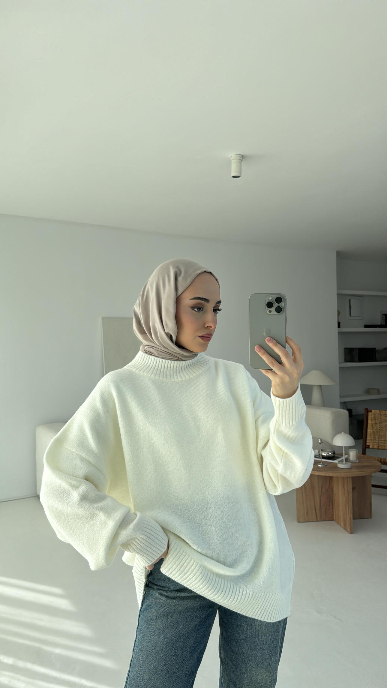 Yumuşak Triko Kazak Ekru