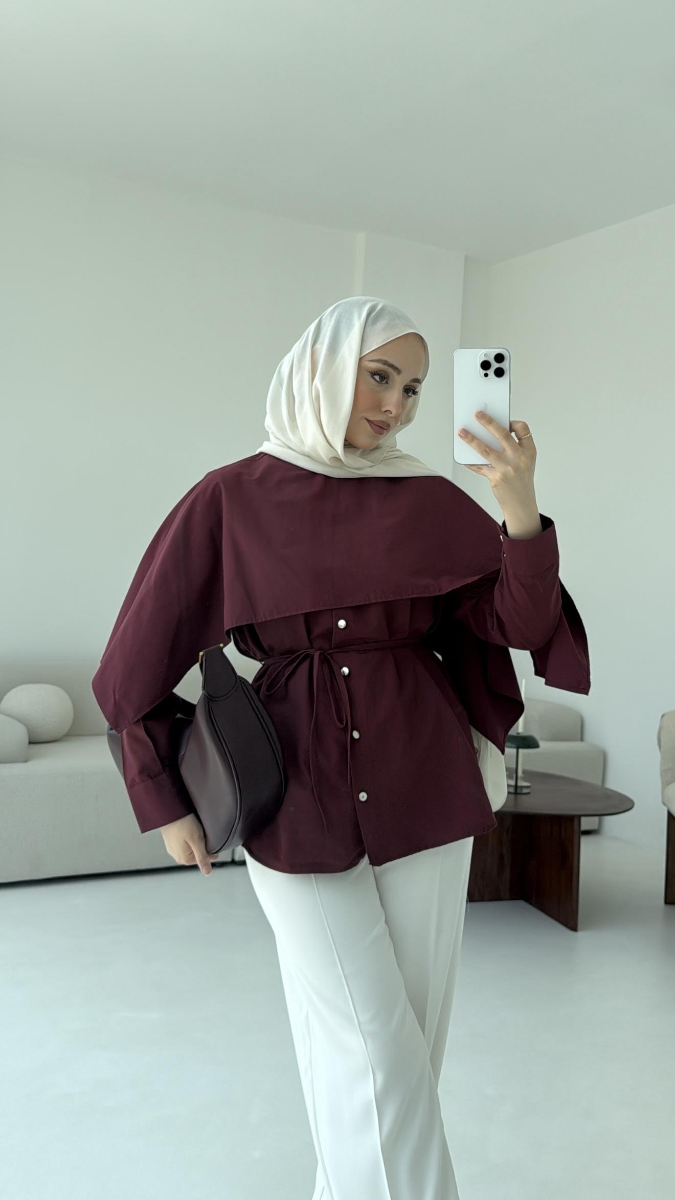 Seyyar Pelerinli Gömlek Bordo