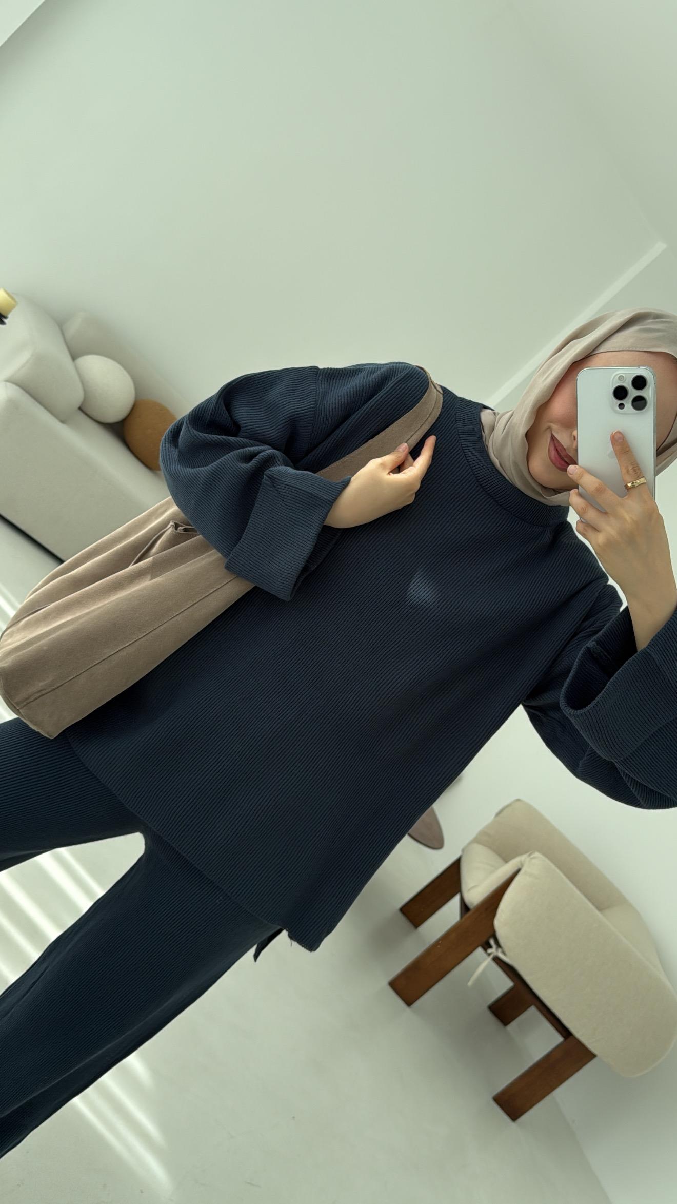 Selanik Triko Pantolon Takım Mavi