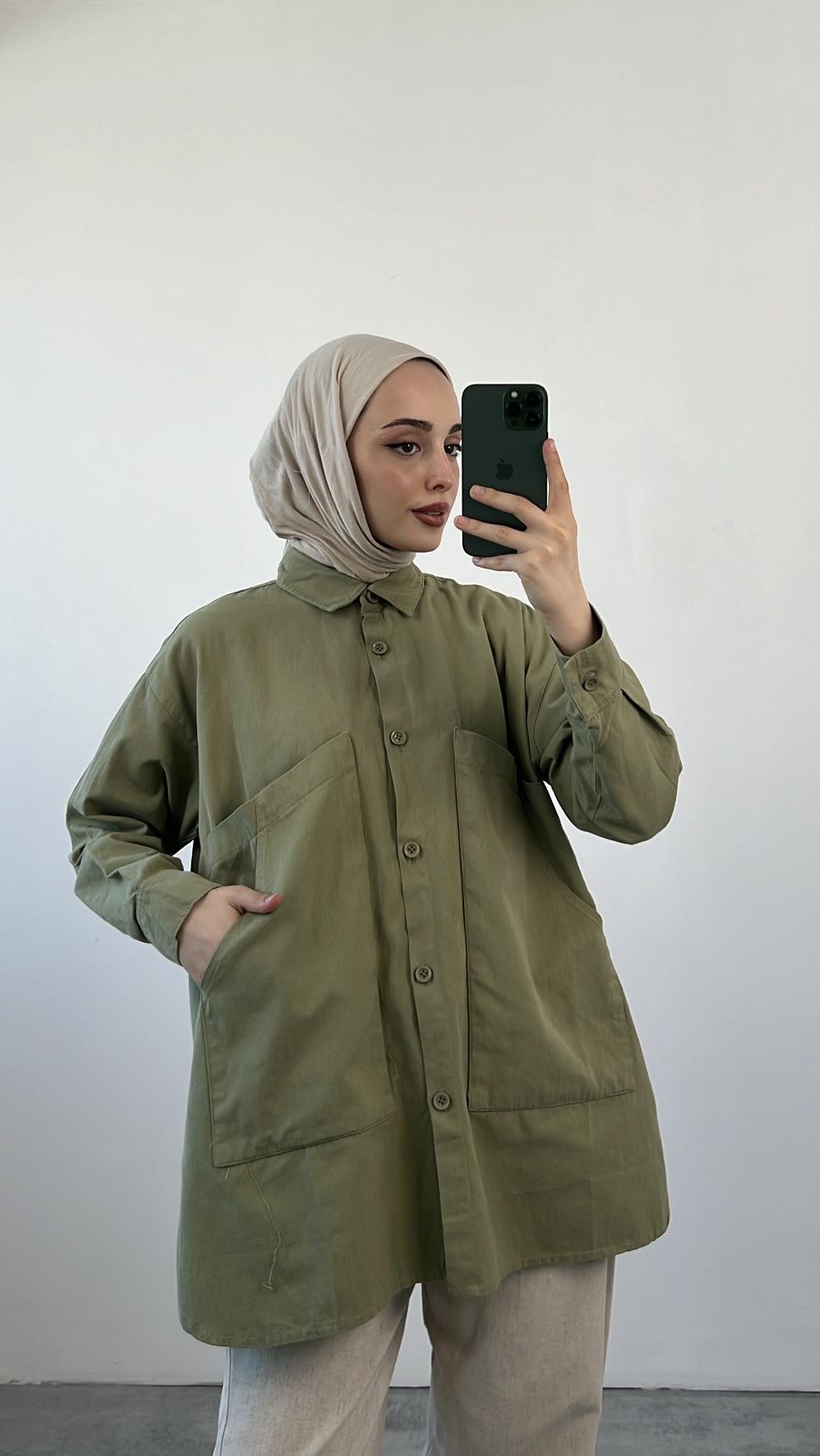 Gabardin İnce Yazlık Ceket Yeşil