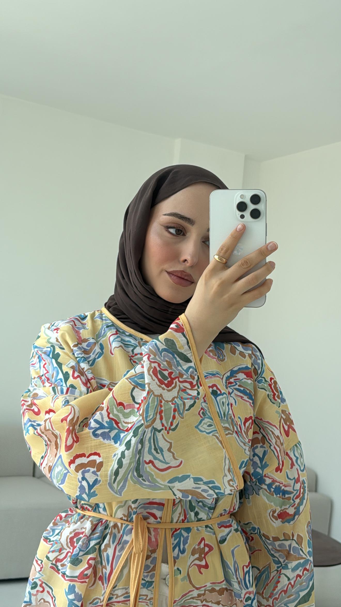 Dijital Baskılı Kimono Sarı