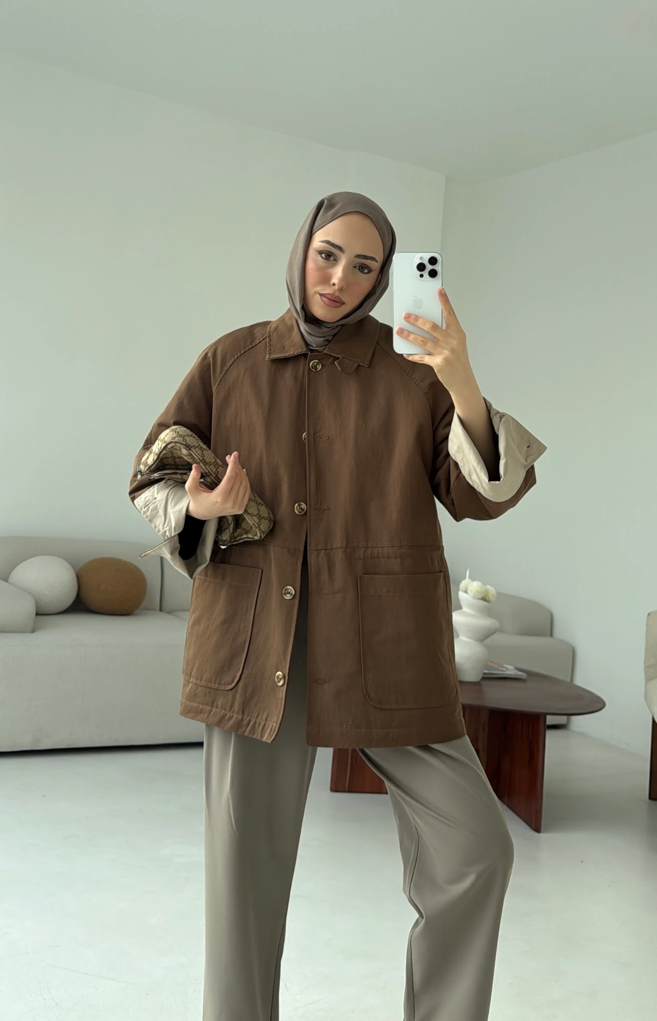 Beli Kordonlu Dolgulu Ceket Kahve