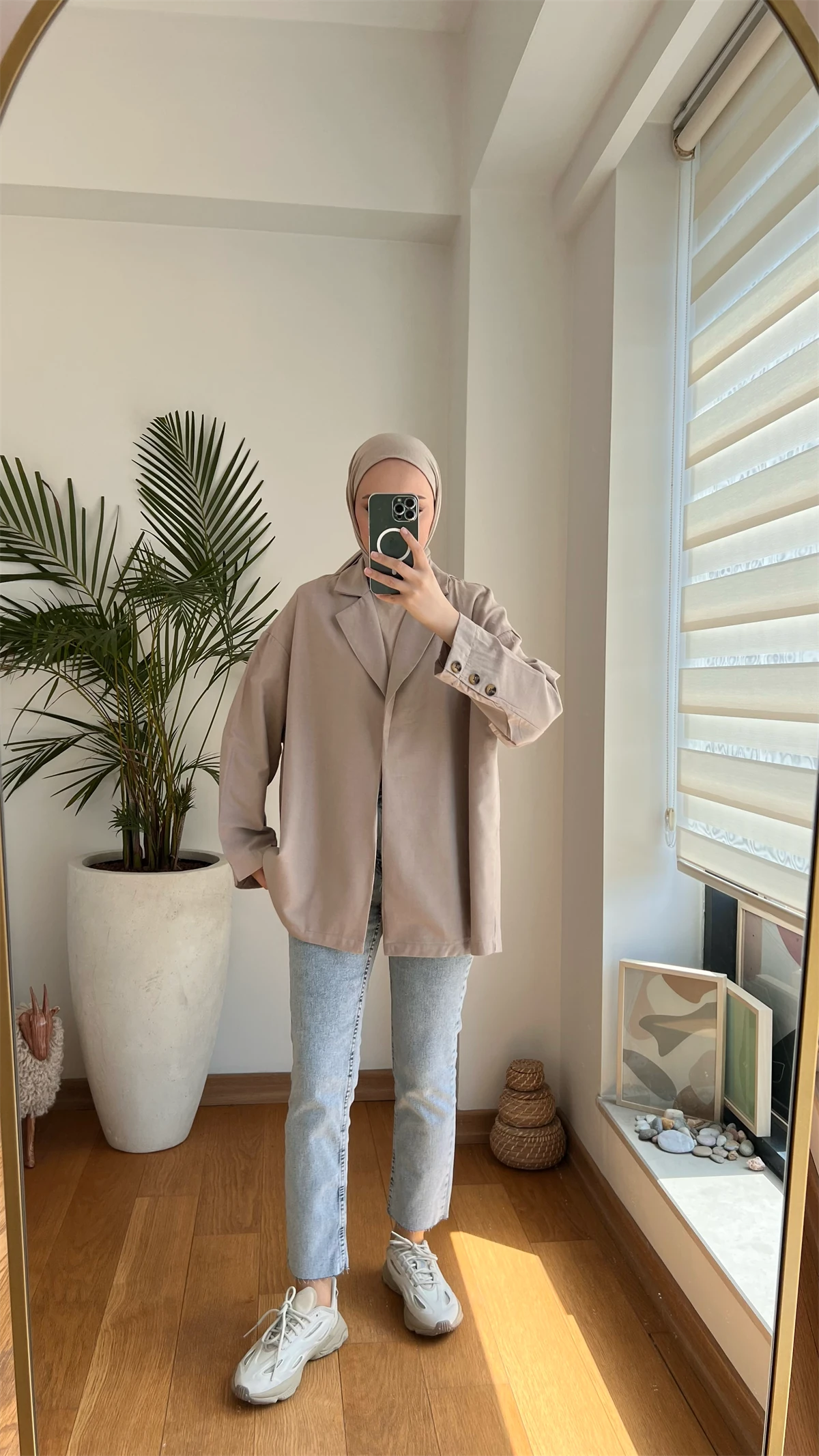 Kruvaze Yazlık Ceket Vizon