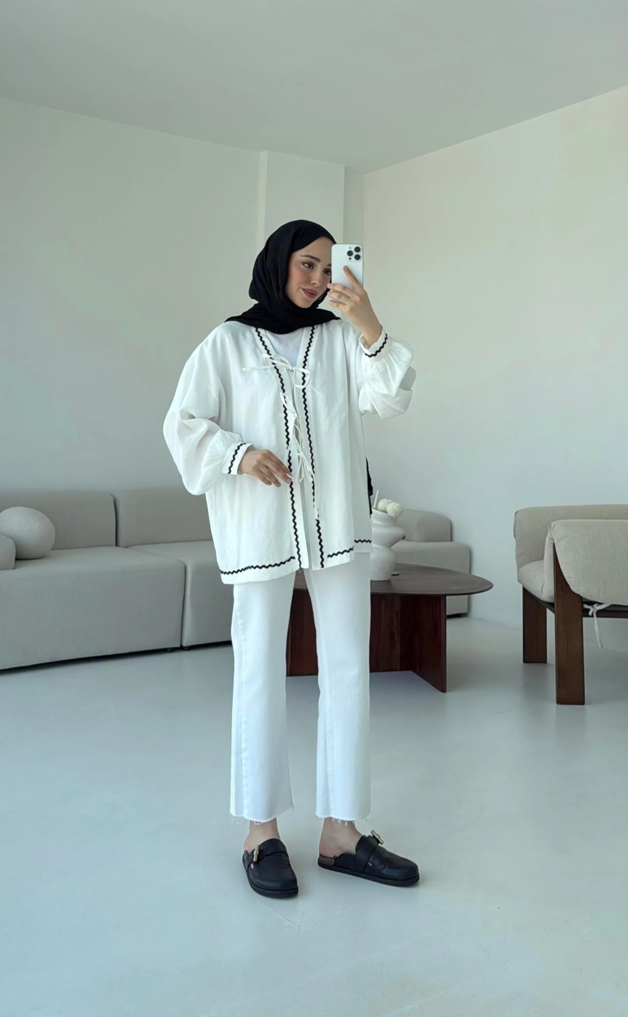 Bağlamalı Dantel Detay Kimono Beyaz