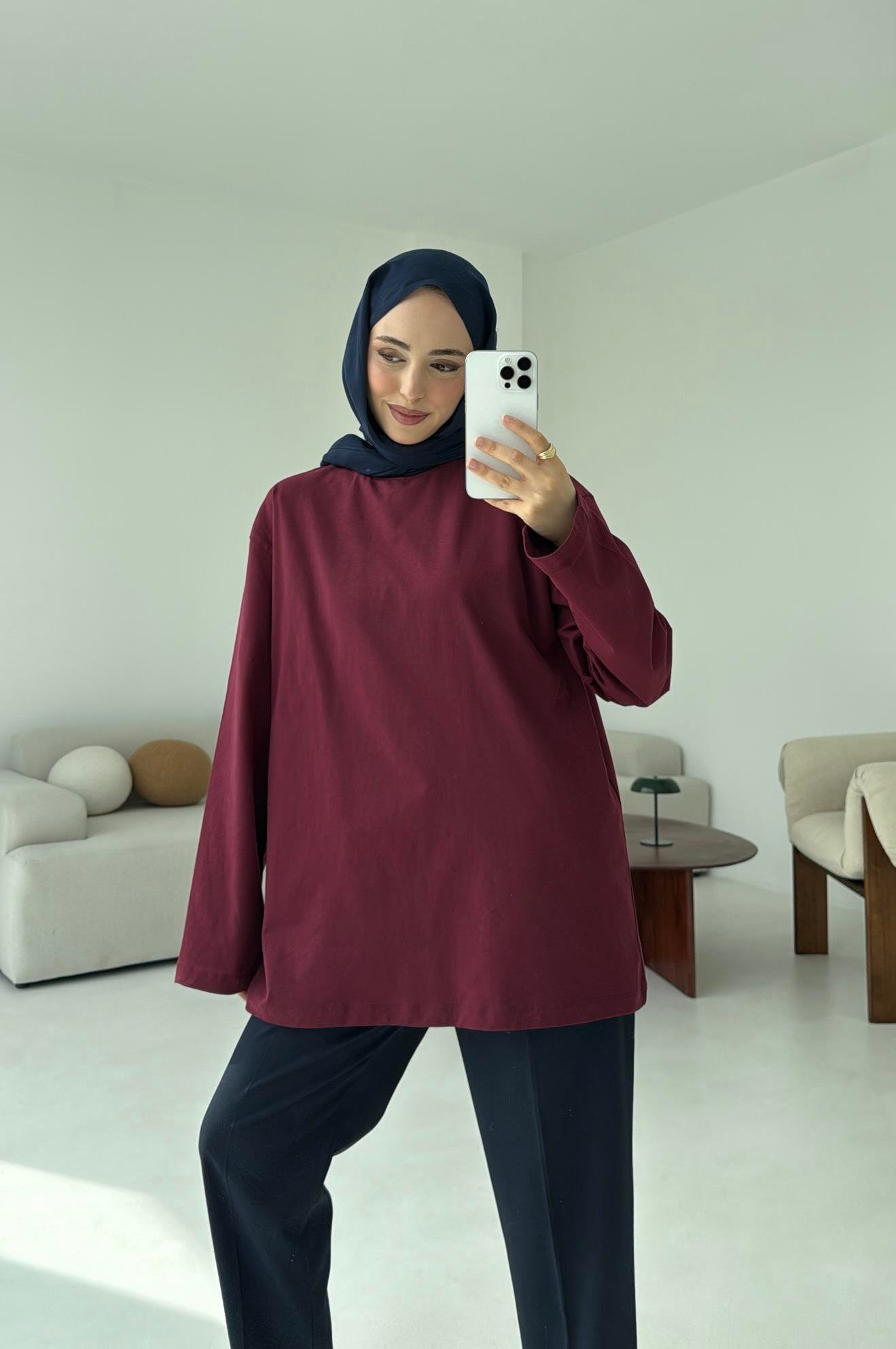 Basıc Sweatshirt Bordo
