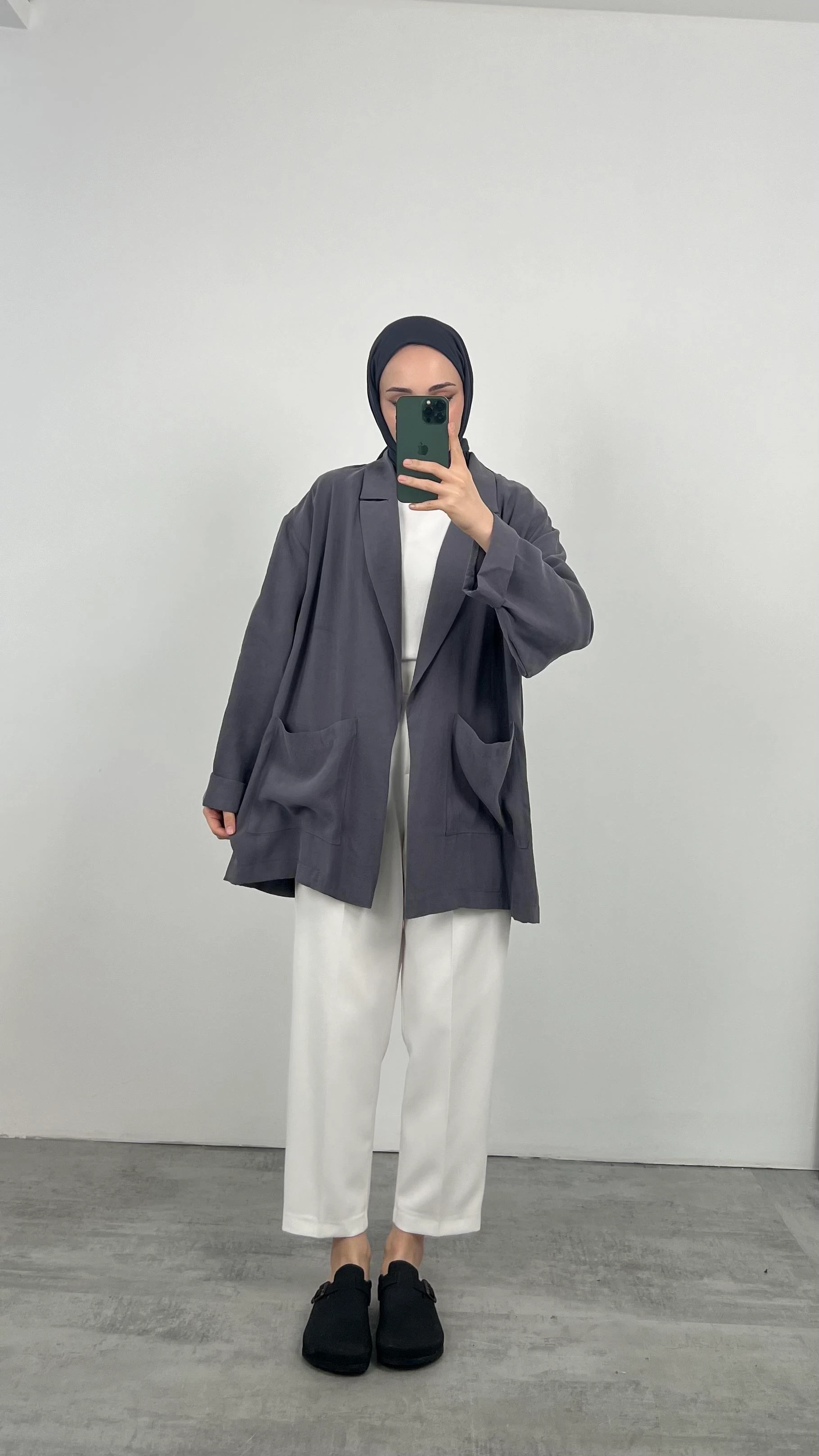 Modal Kumaş Yazlık Ceket  Antrasit