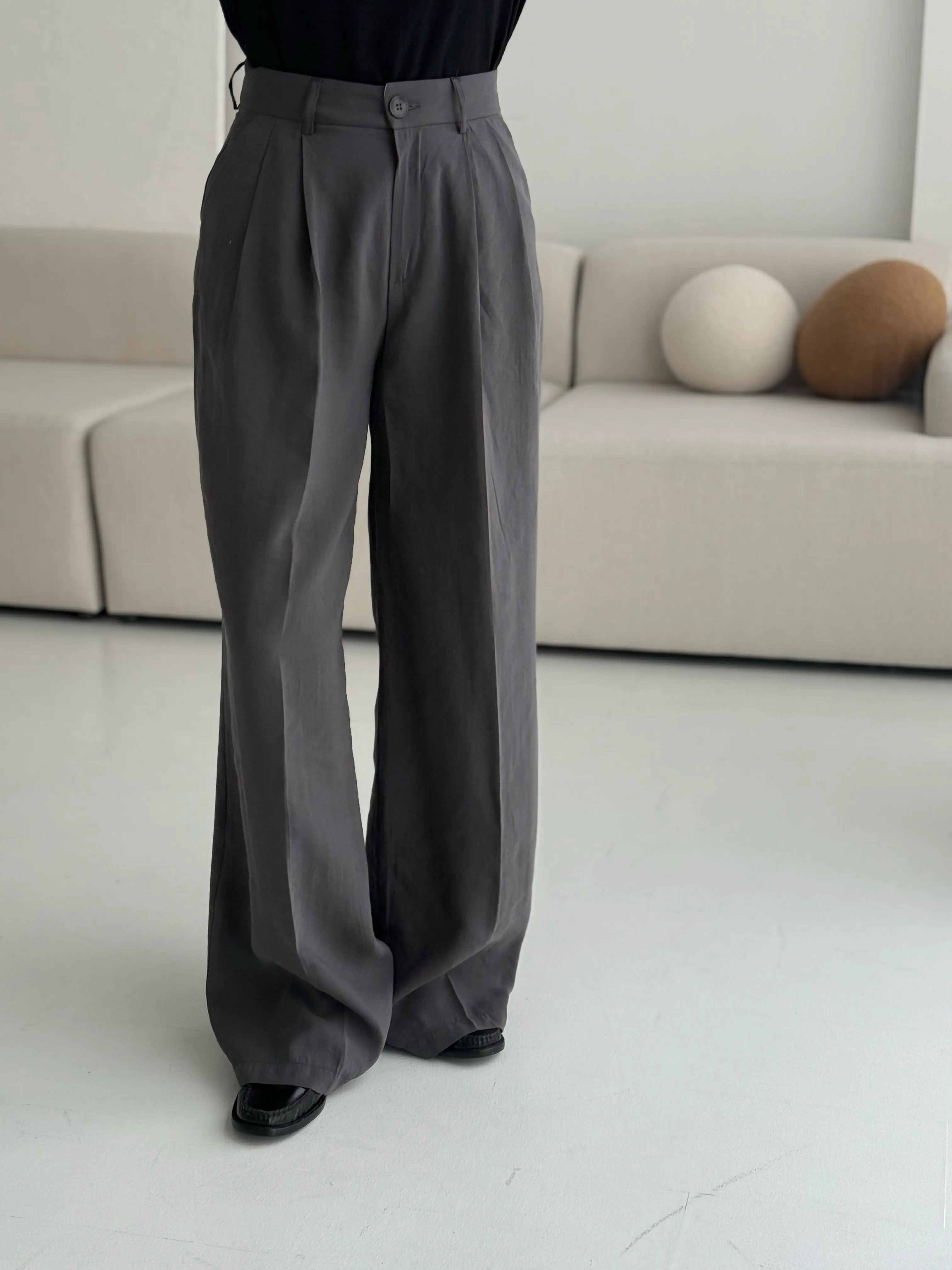 Tencel Tam Boy Gri Pantolon