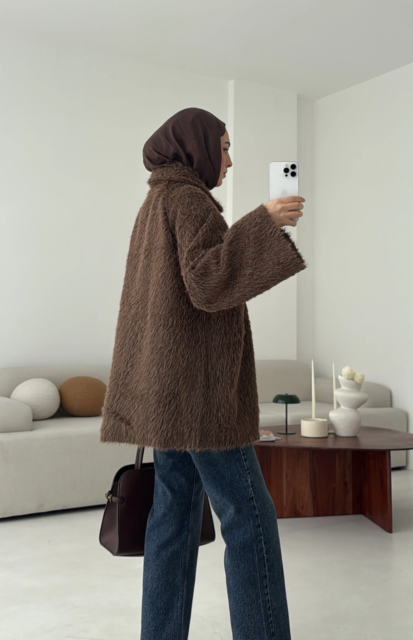 Mohair Reglan Kol Kaban Kahve