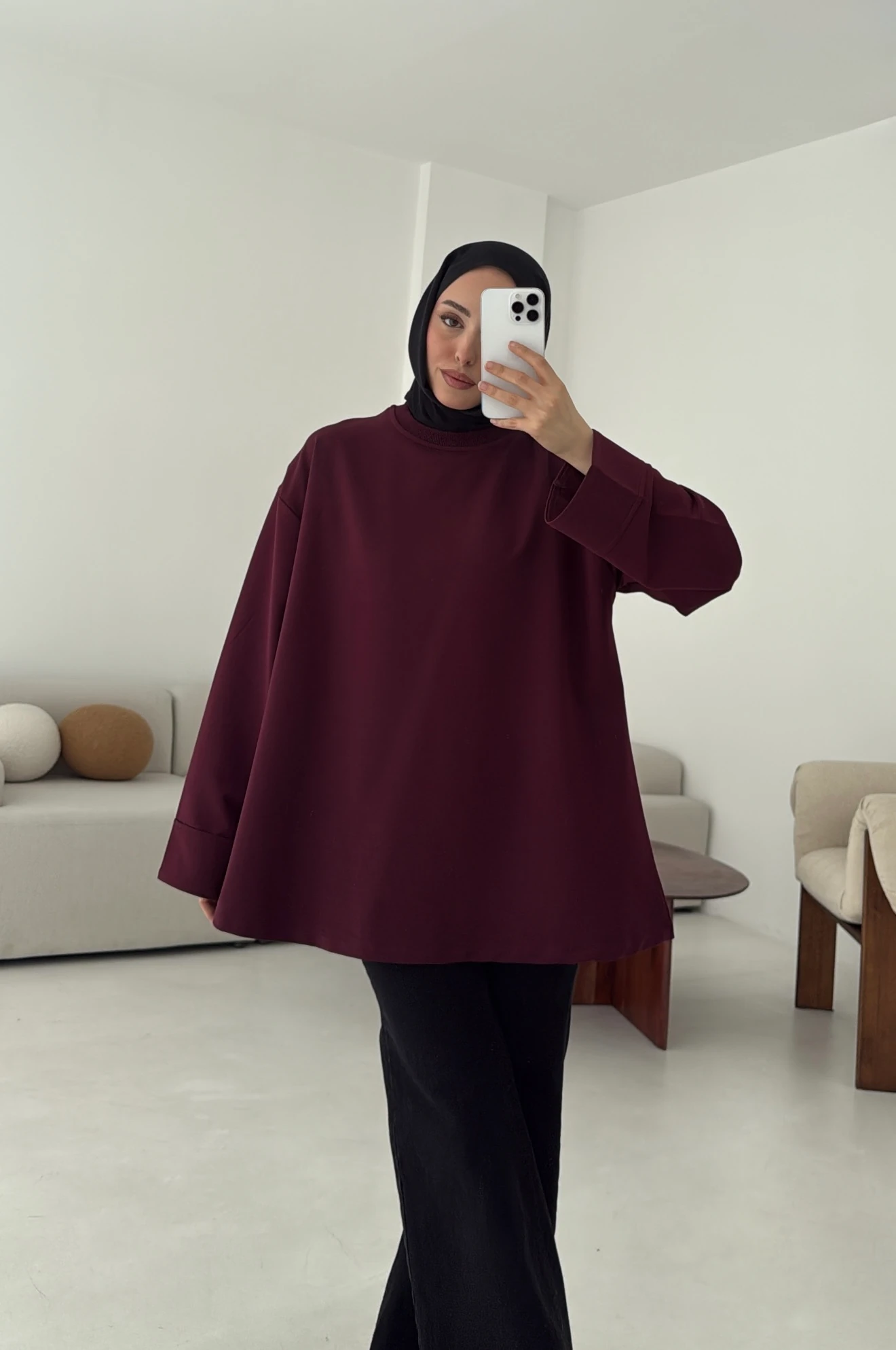 Dikiş Detay Basic Sweat Mürdüm