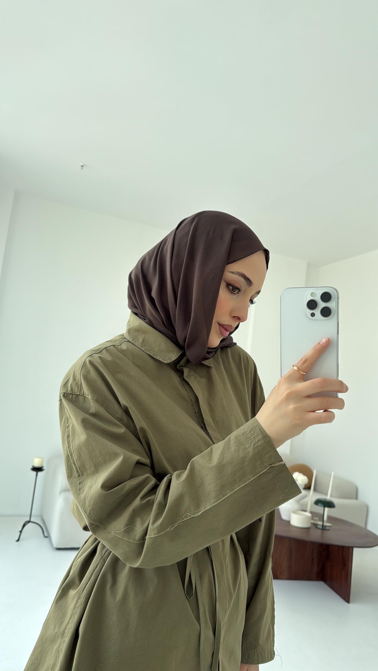 Kolları Pis Dikiş Kemerli Gömlek Haki