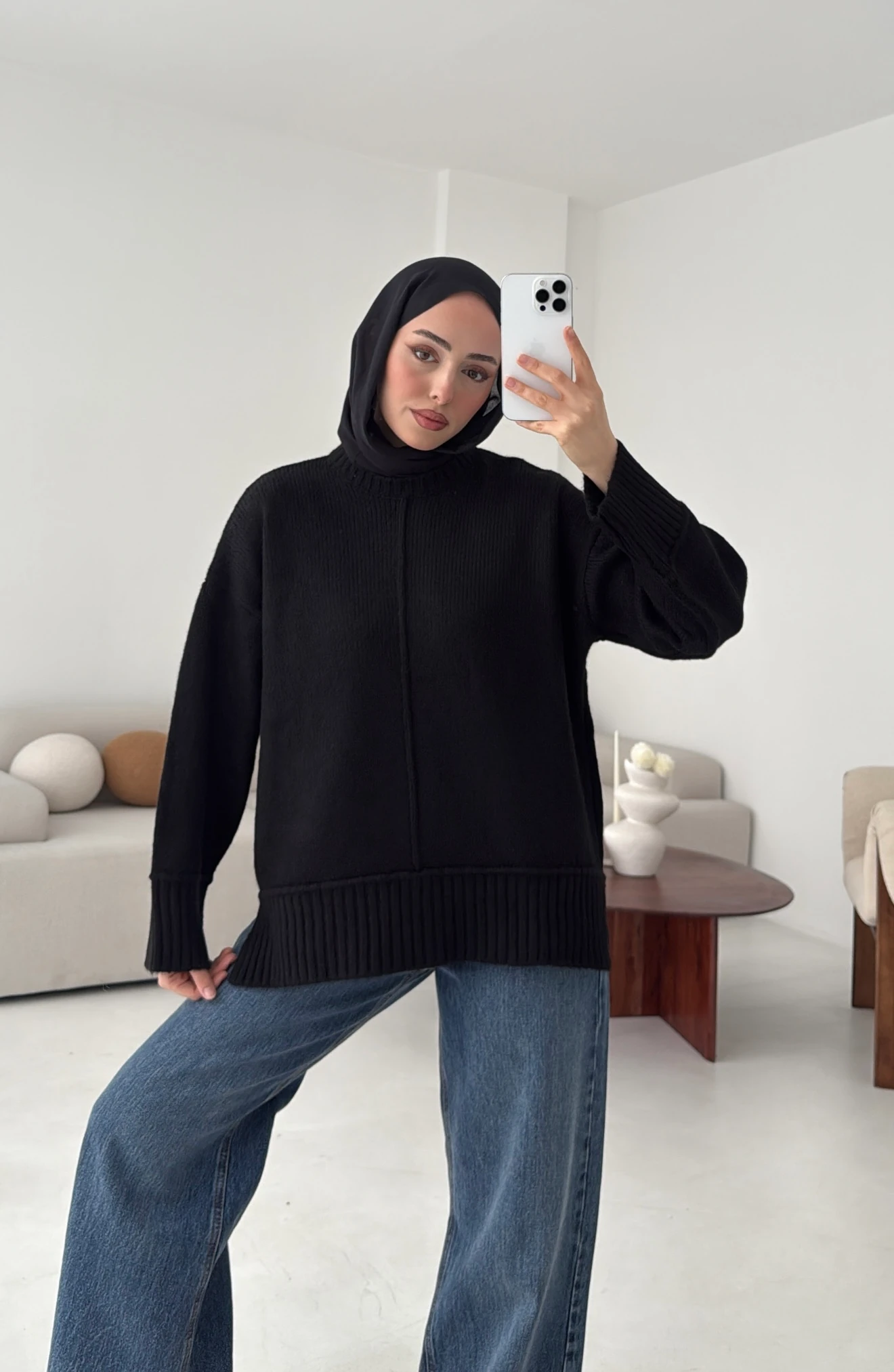 Kalın Manşet Kazak Siyah