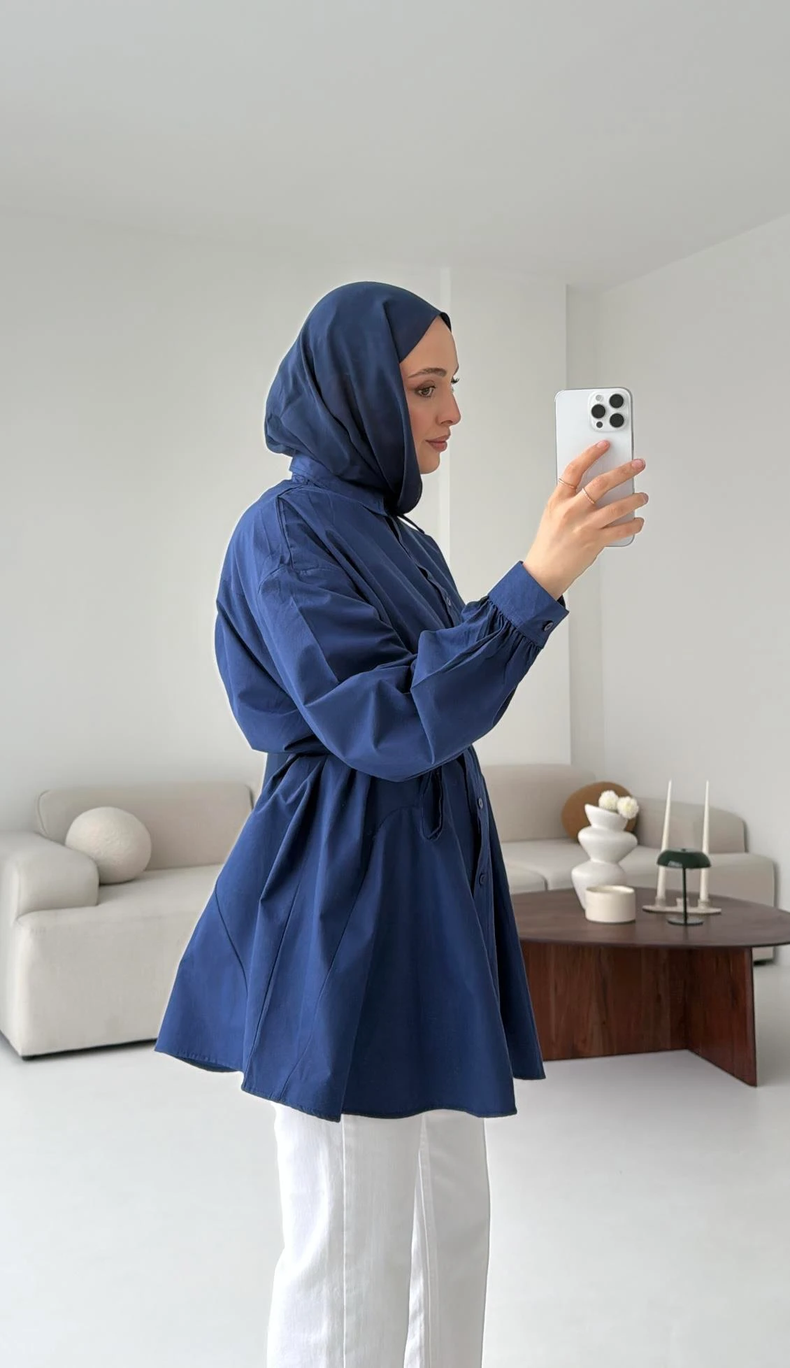 Volanlı Lacivert Gömlek