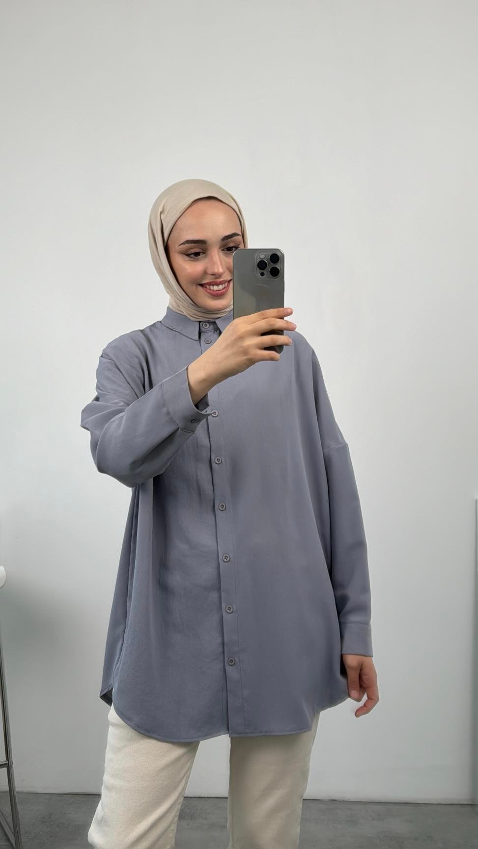 Krep Oversize Gömlek
