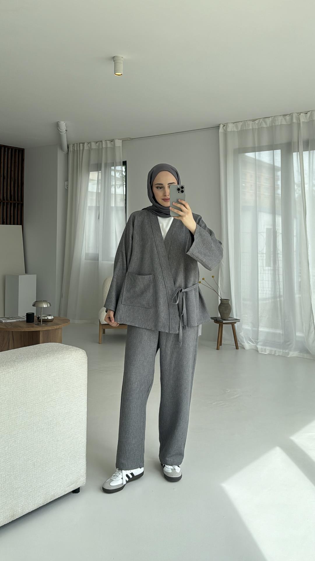 Tek Cepli Mevsimlik Takım Koyu Gri