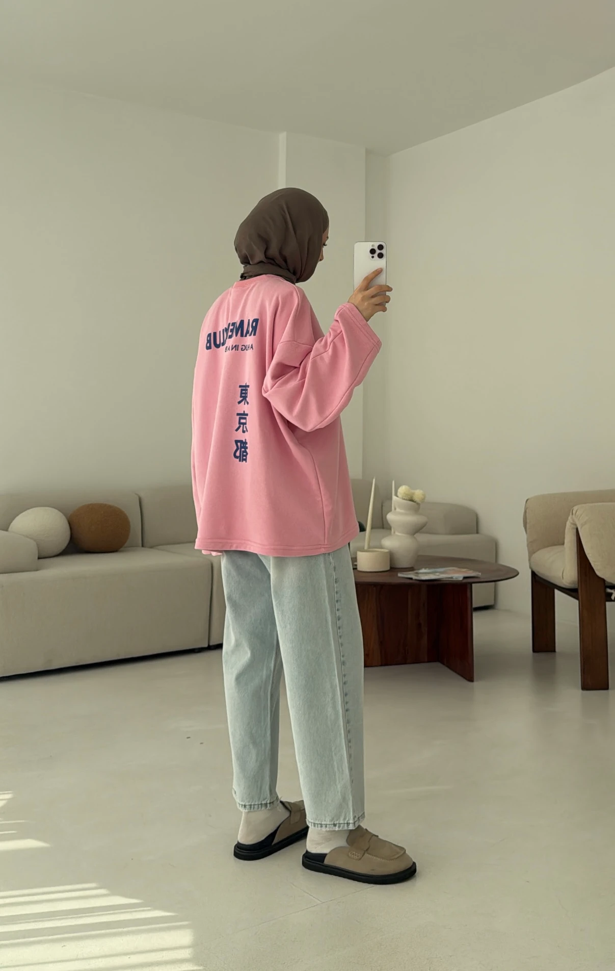 Ramen Baskılı Sweat Pembe