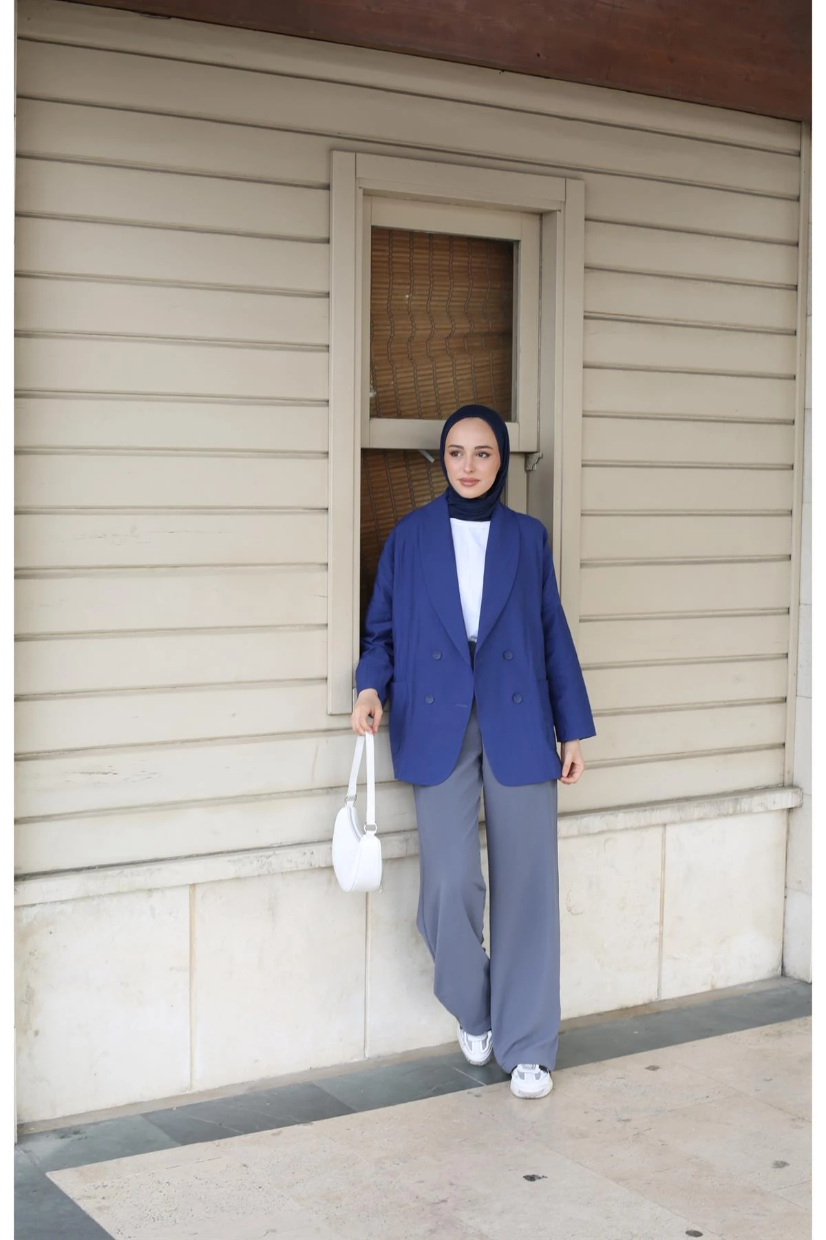 Şal Yaka Yazlık Ceket Lacivert