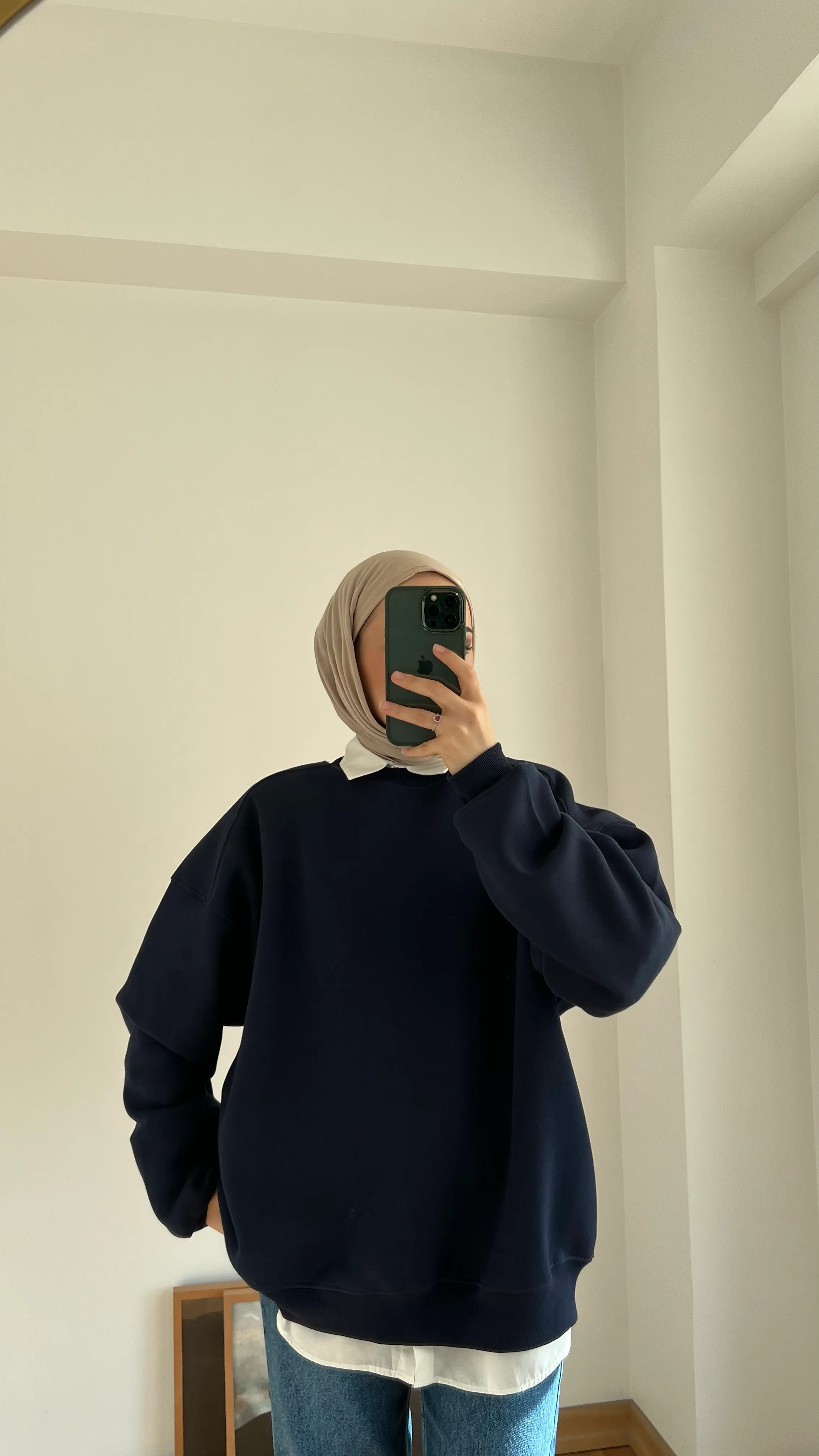 Oversize Lacivert Sweatshirt