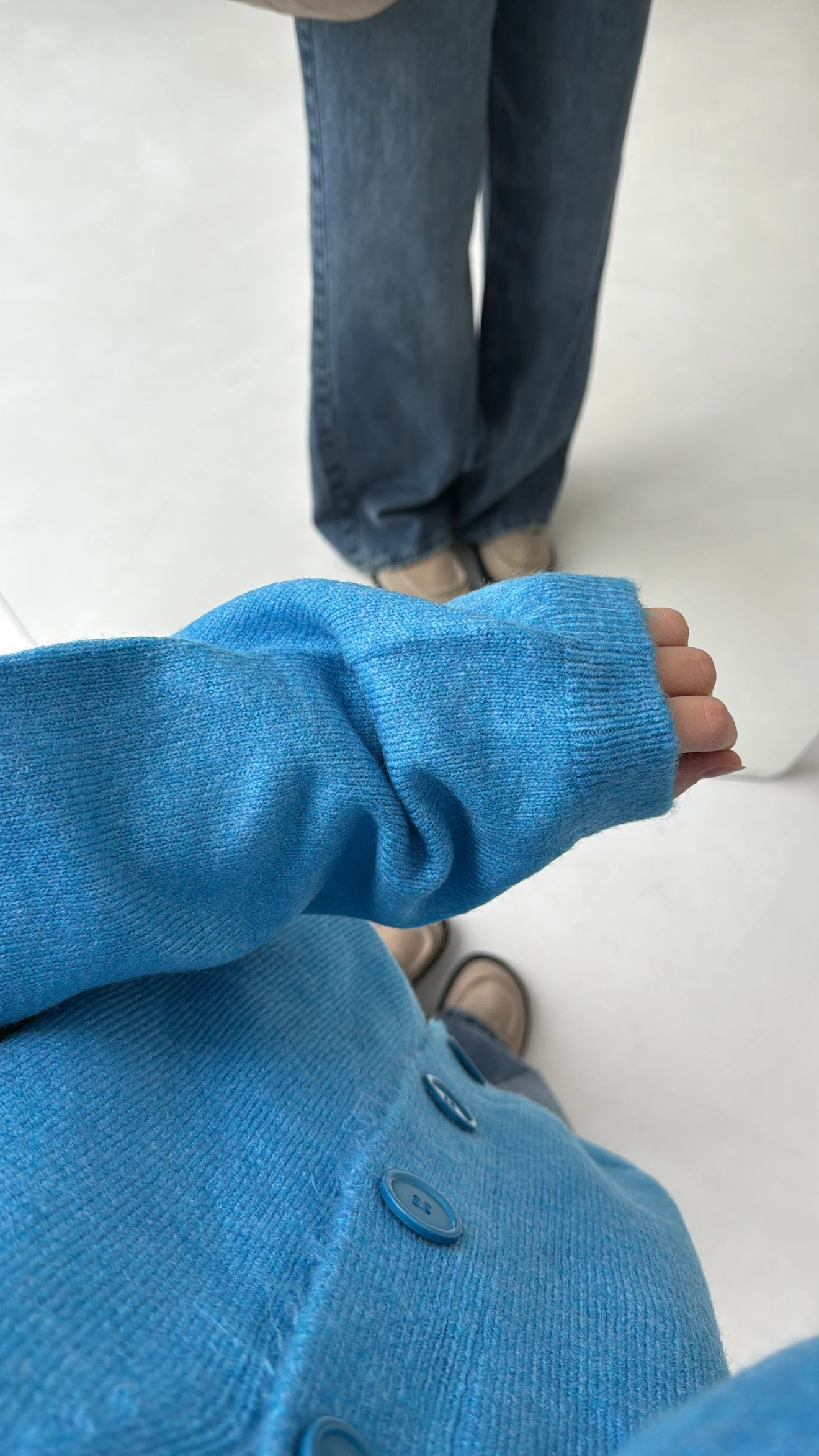 Oversize Yünlü Kazak Mavi