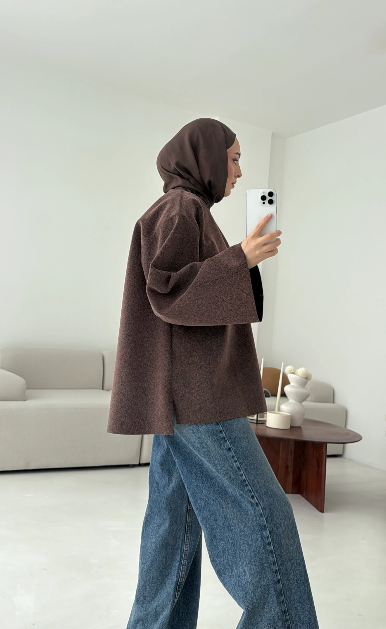 Tok Kumaş Bluz Kahve