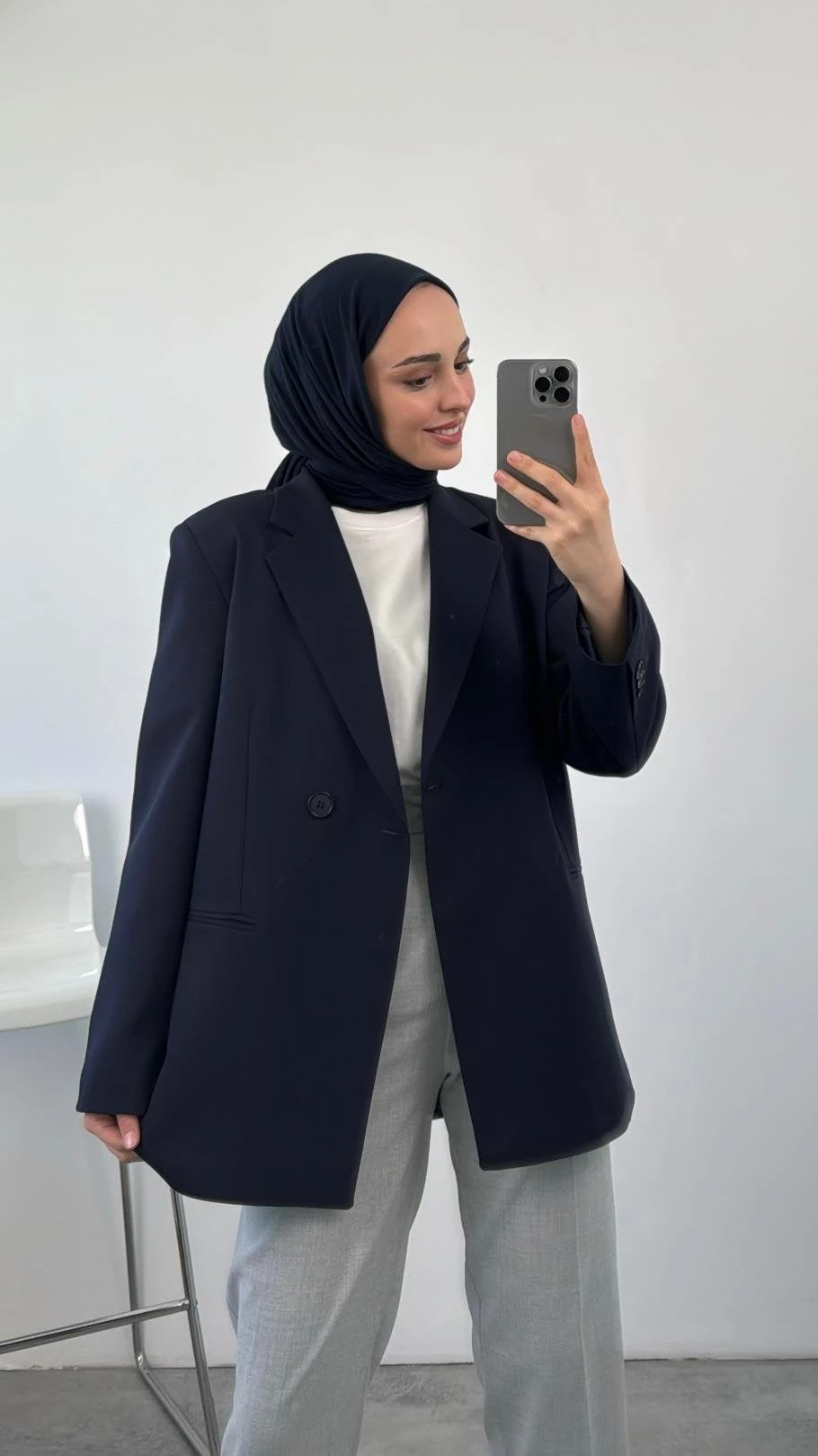 Bağlamalı Blazer Ceket Lacivert