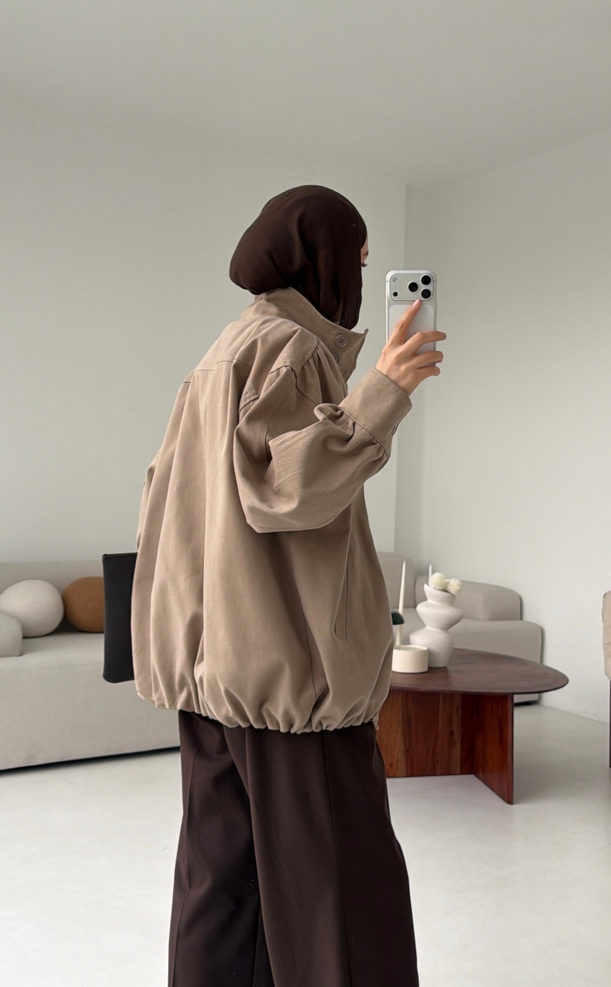 Bomber Gabardin Ceket Bej