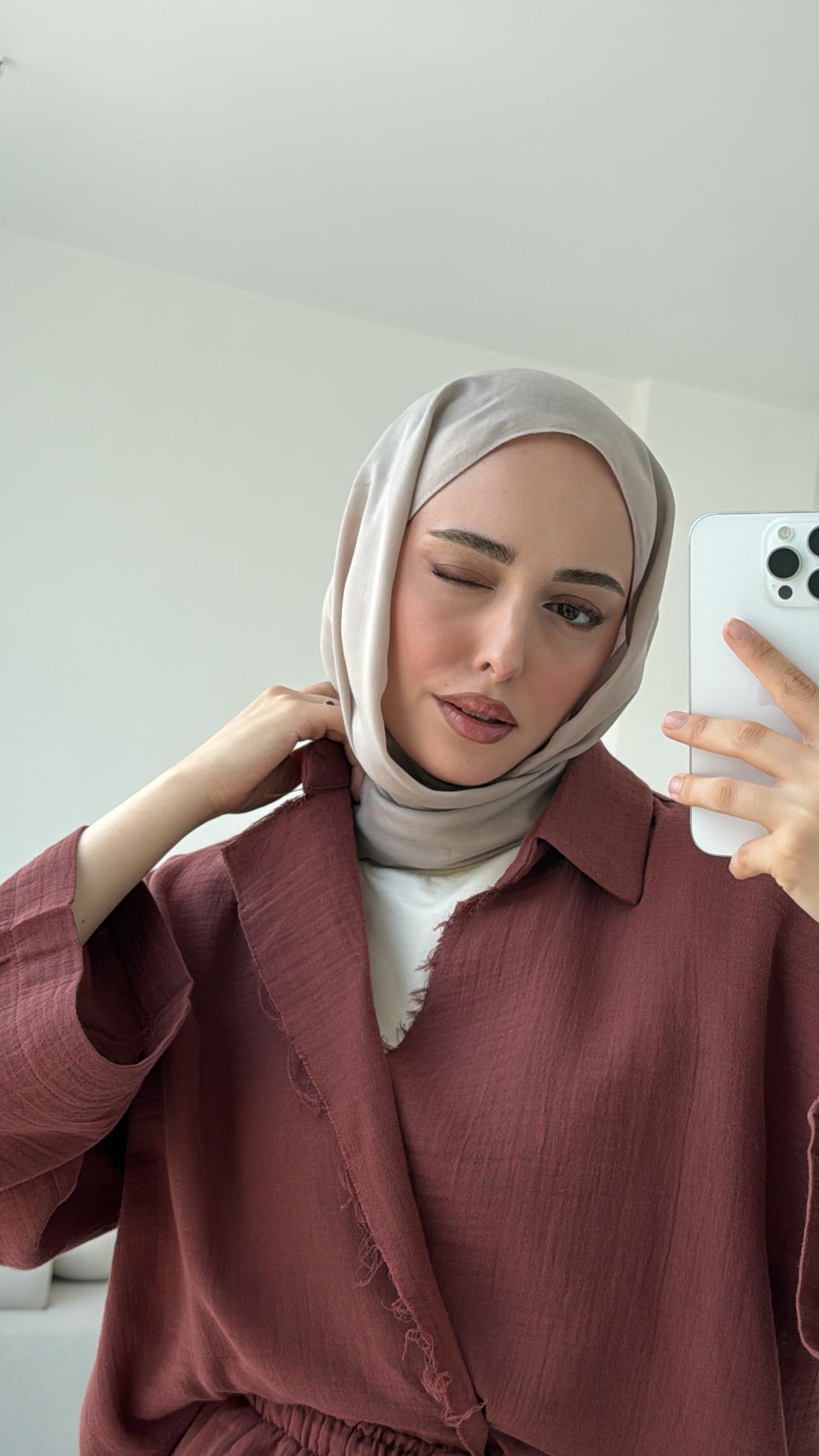 Müslin Düğmeli Kimono Takım Kiremit