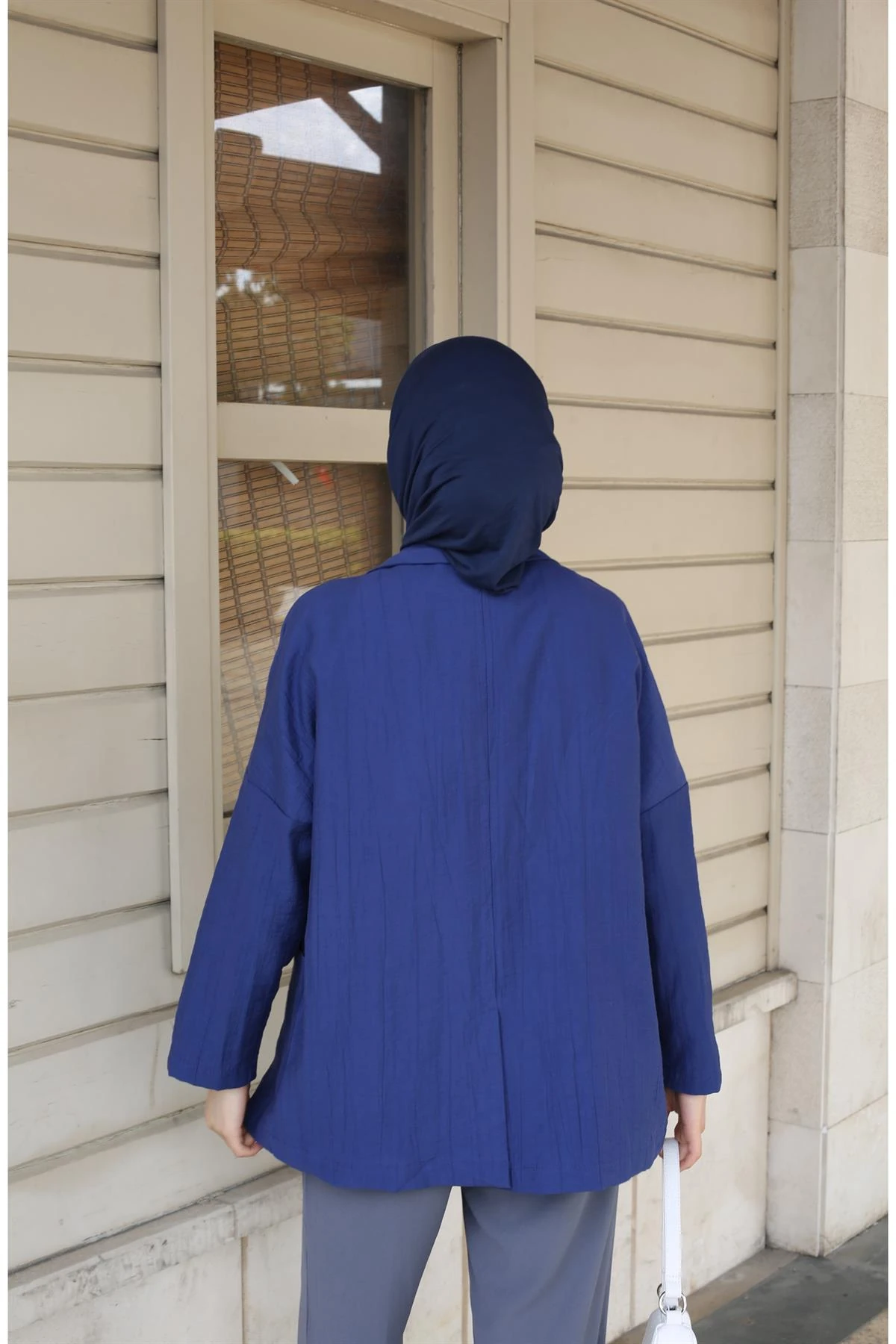 Şal Yaka Yazlık Ceket Lacivert