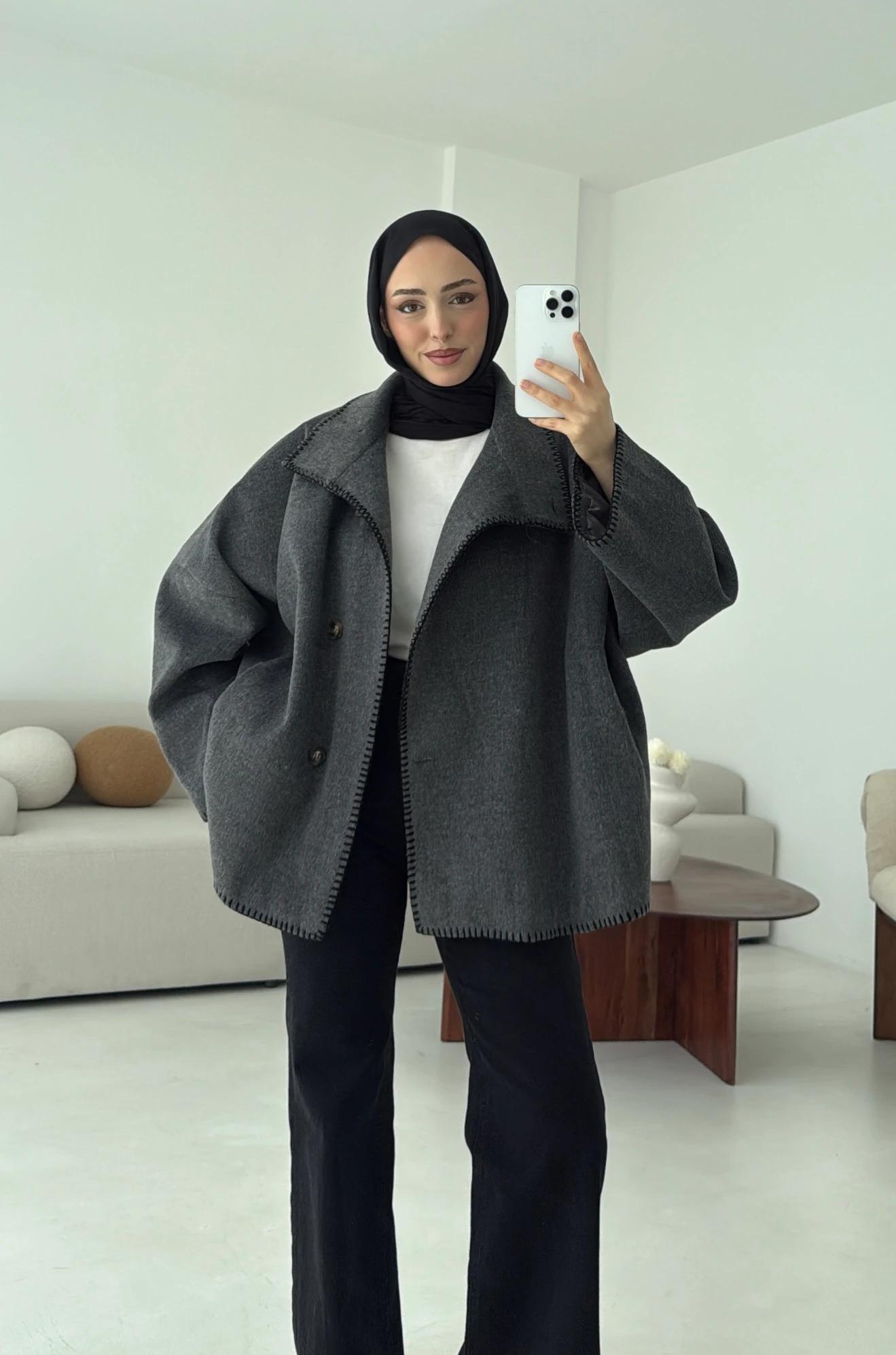 Nakış Detay Premium Kaban Antrasit