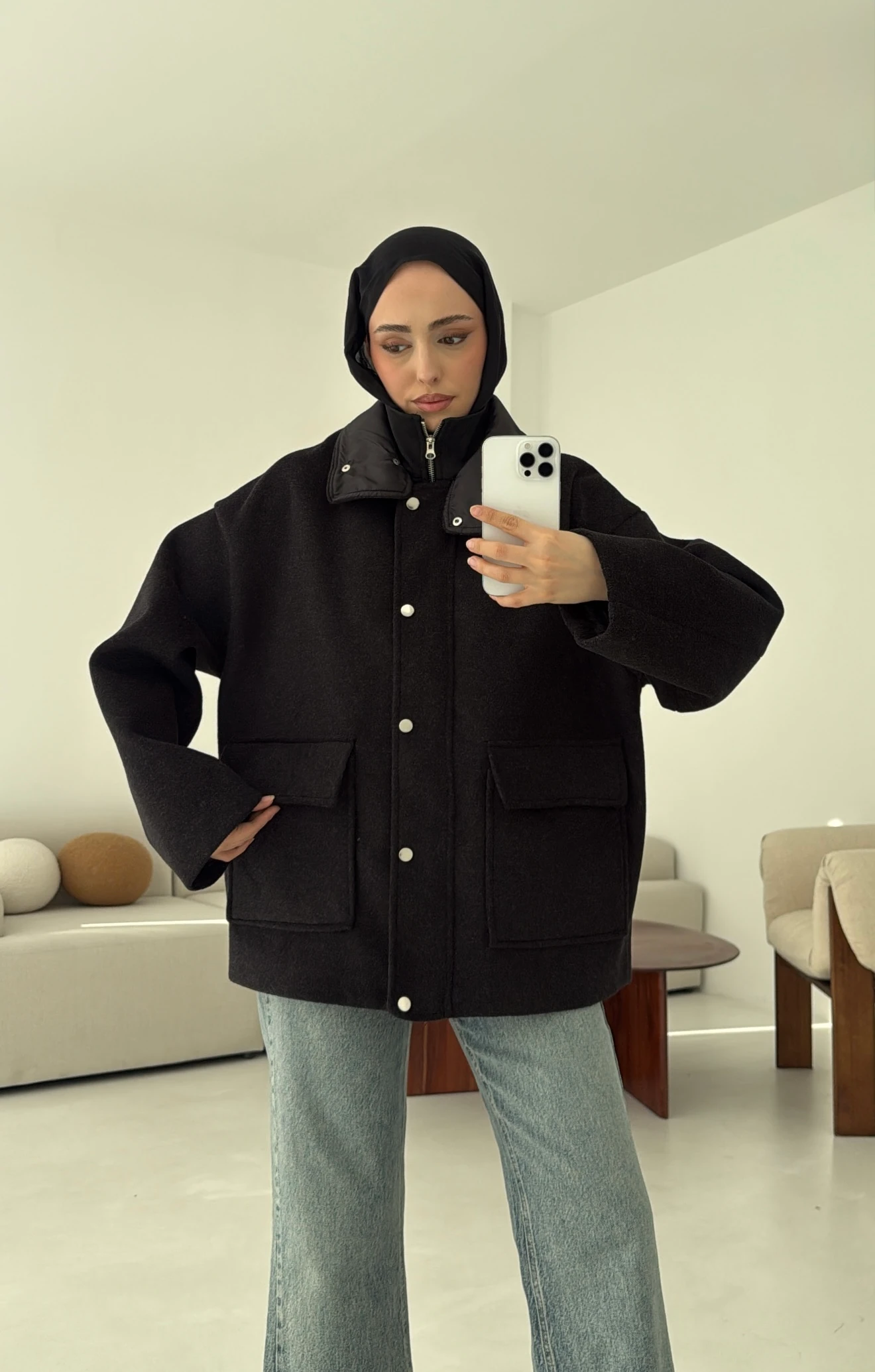 Klapalı Tasarım Kaban Kırçıllı Siyah