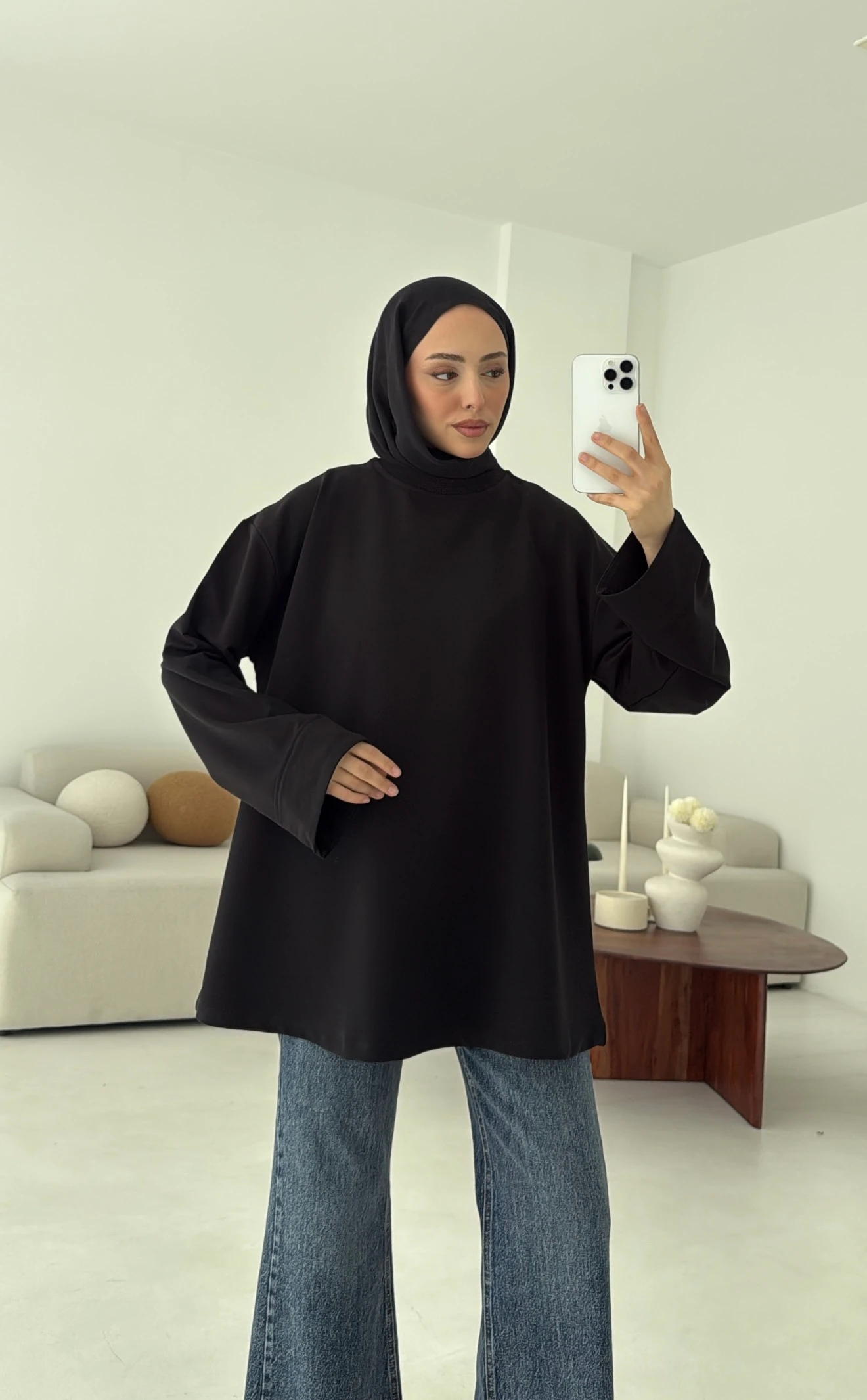 Dikiş Detay Basic Sweat Siyah