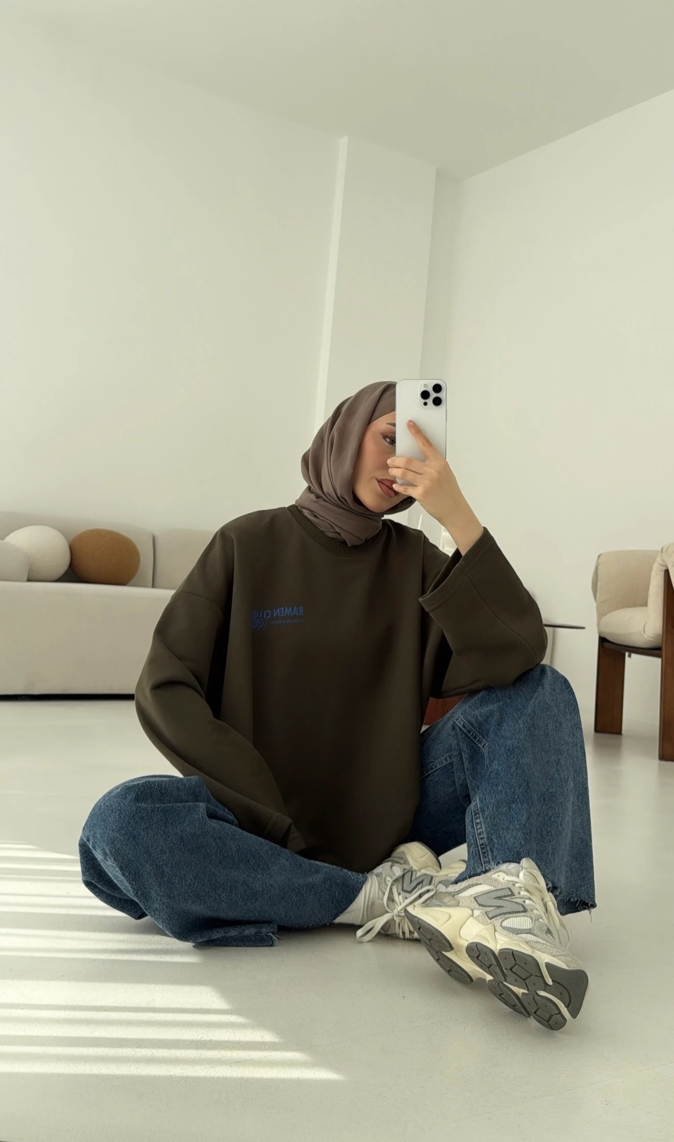 Ramen Baskılı Sweat Haki