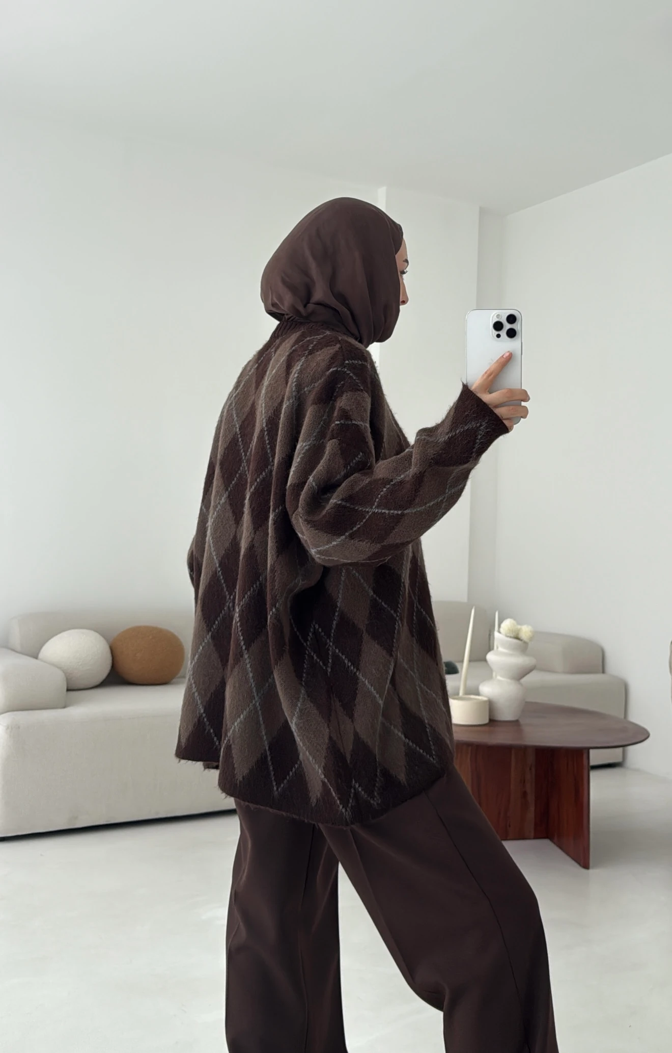 Premium Desenli Kalın Kazak Kahve/Acı Kahve