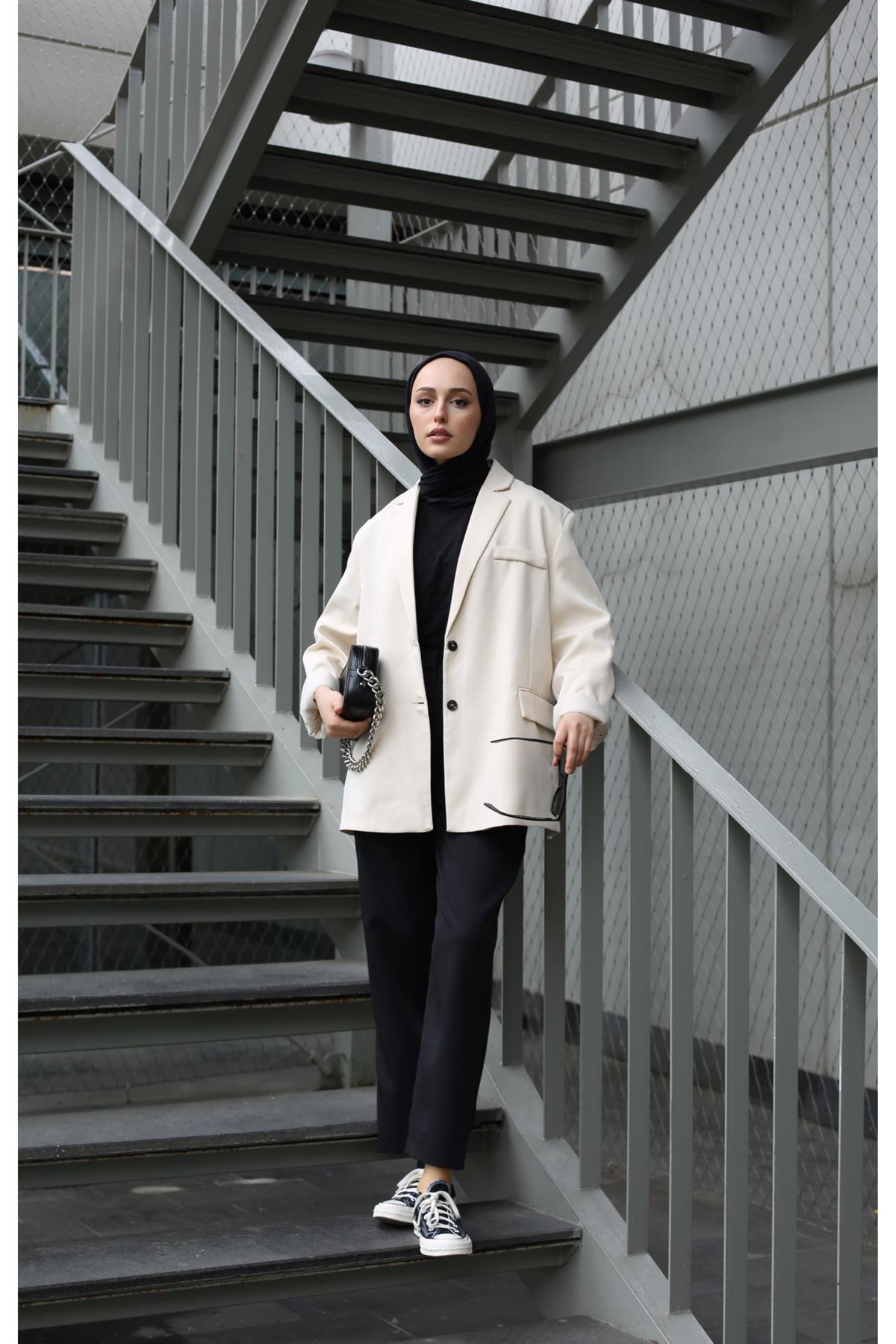 Bej Dadfit Oversize Blazer