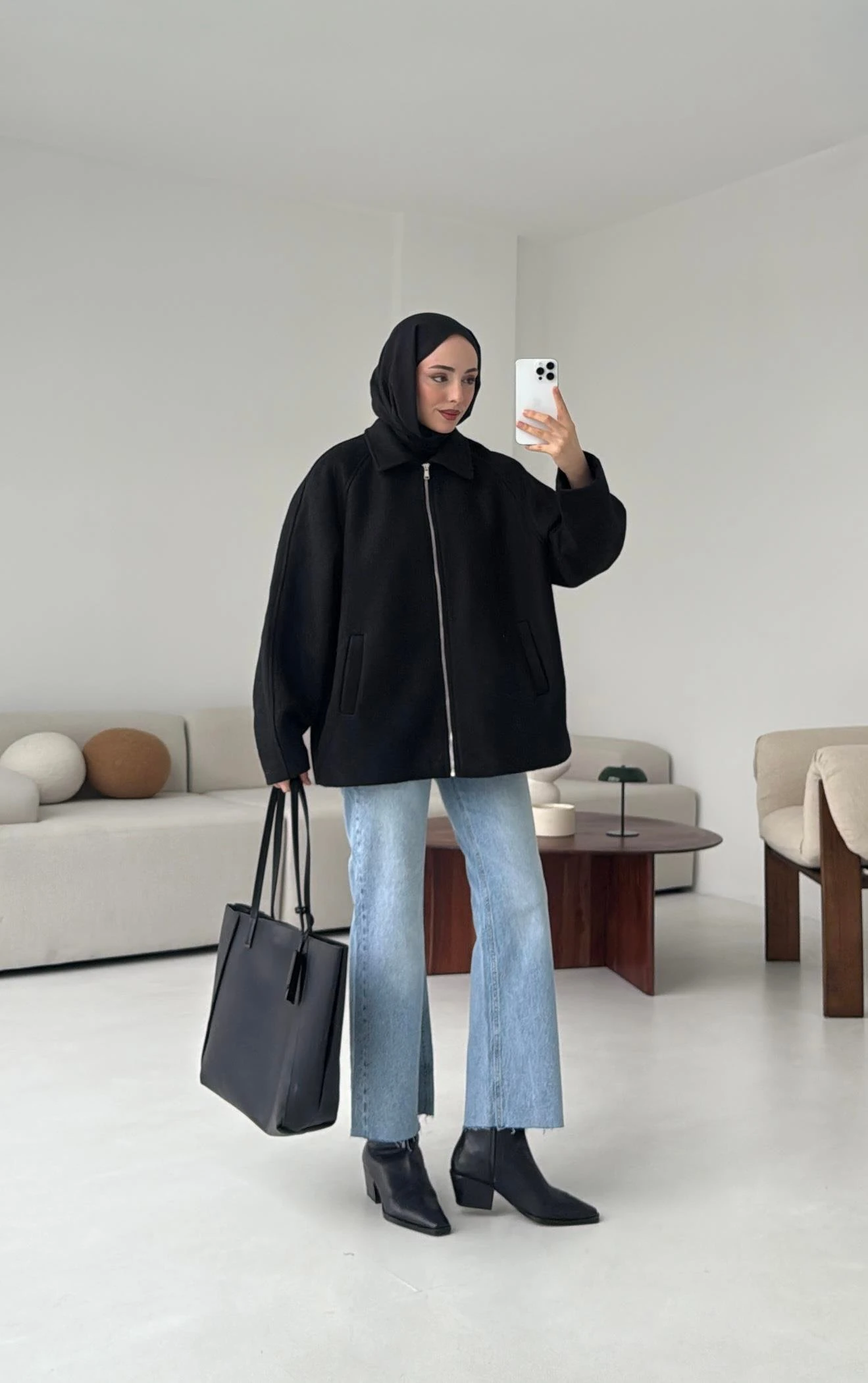 Fermuarlı Premıum Kece Ceket Siyah