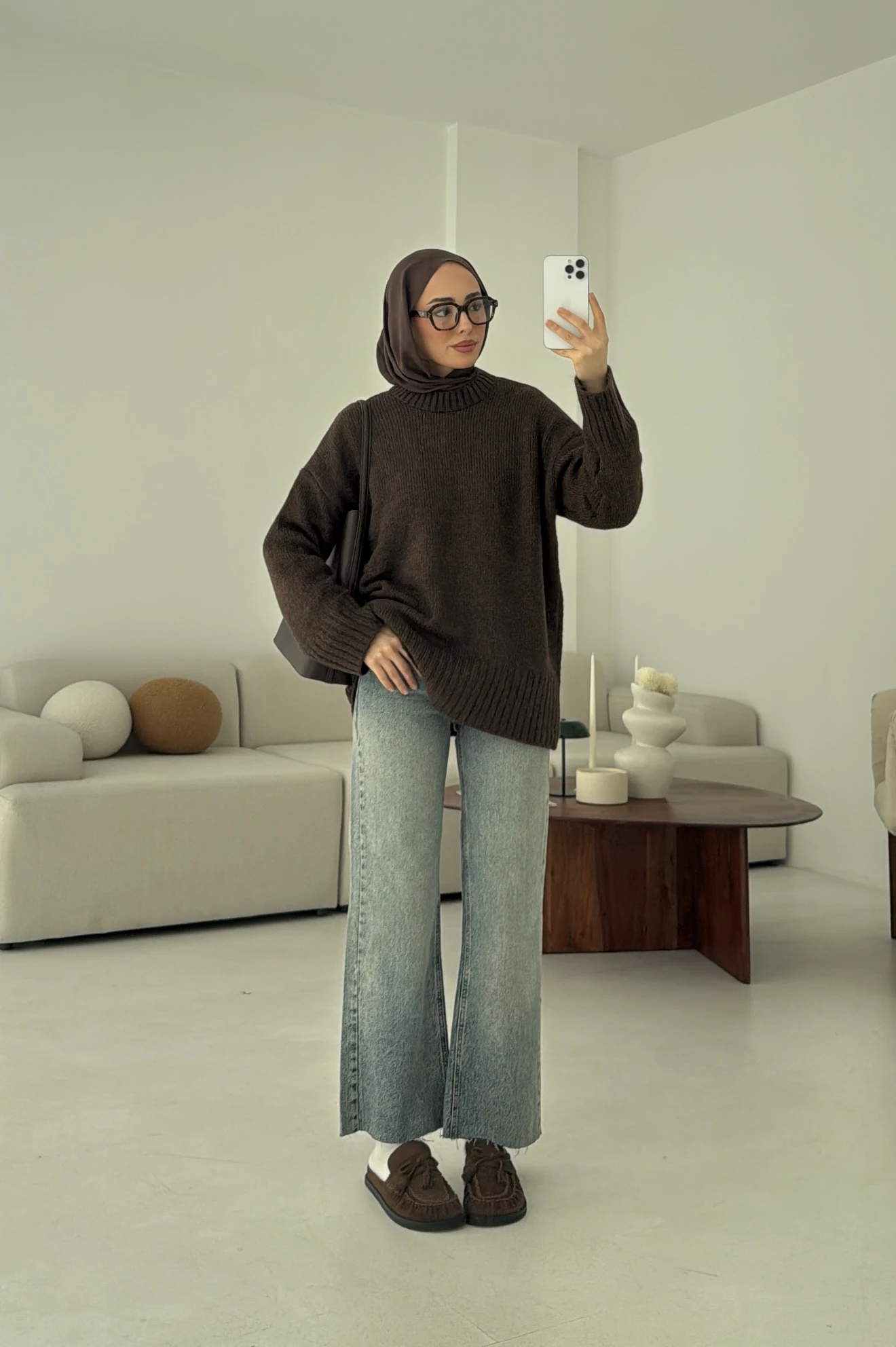 Oversize Soft Triko Kazak Kahve