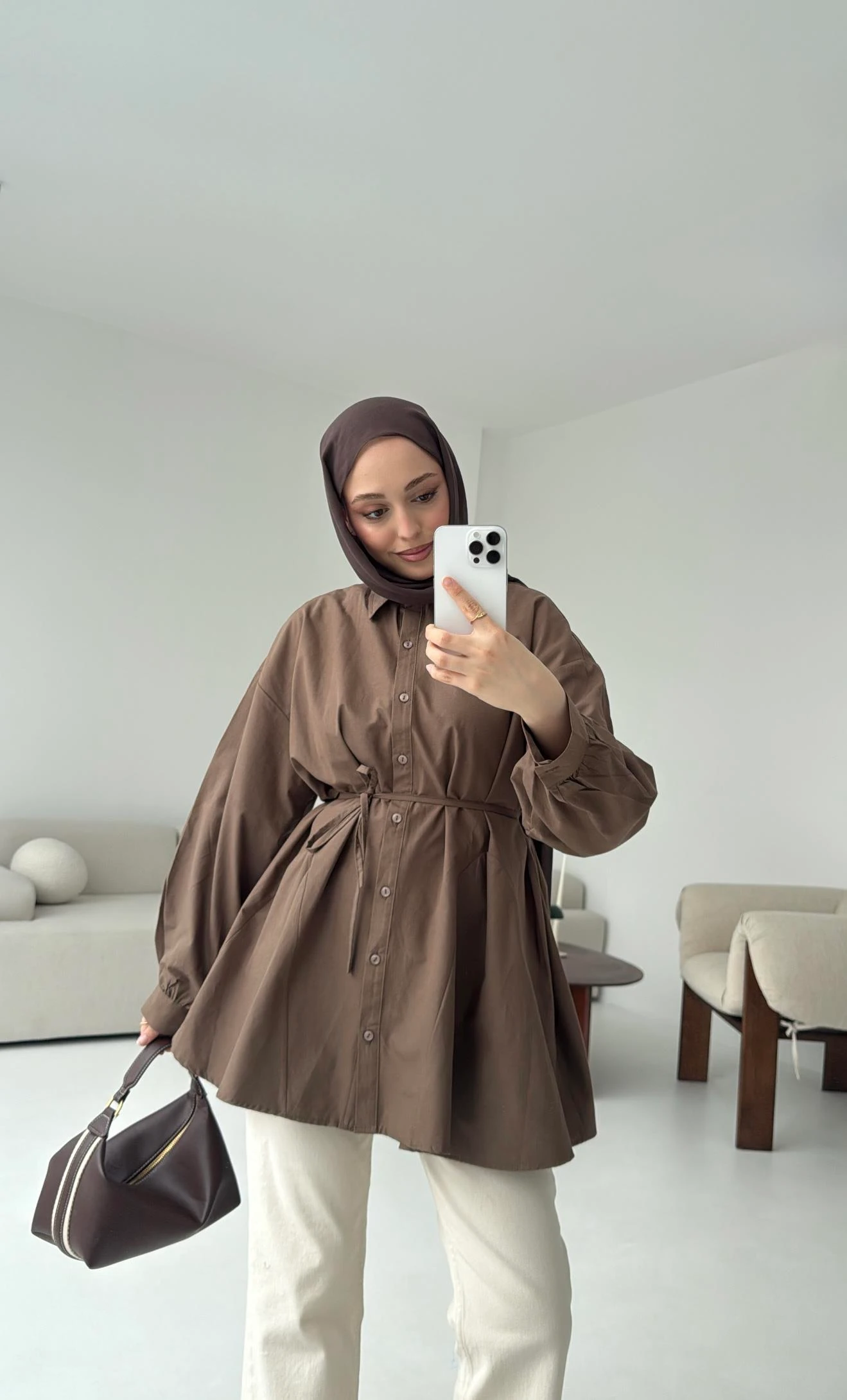 Volanlı Kahve Gömlek