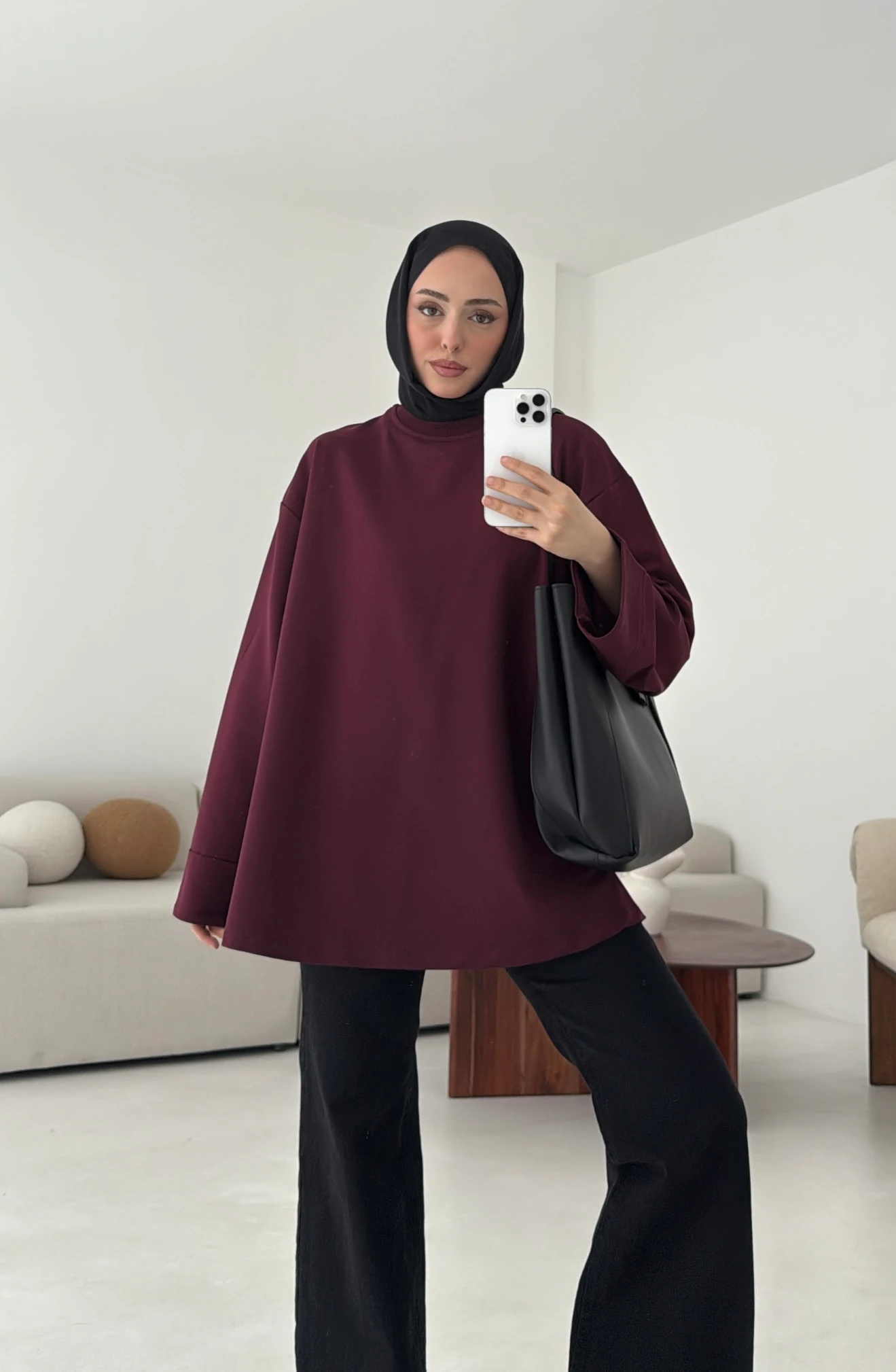 Dikiş Detay Basic Sweat Mürdüm