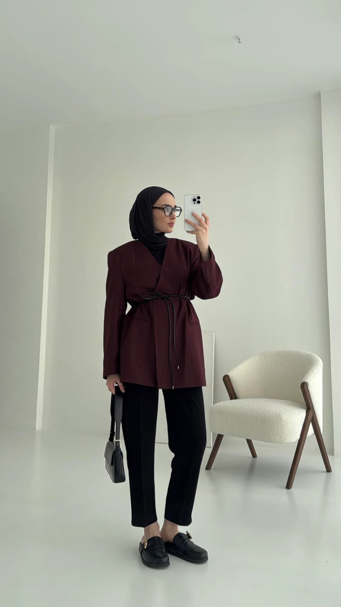 Hakim Yaka Blazer Ceket Bordo