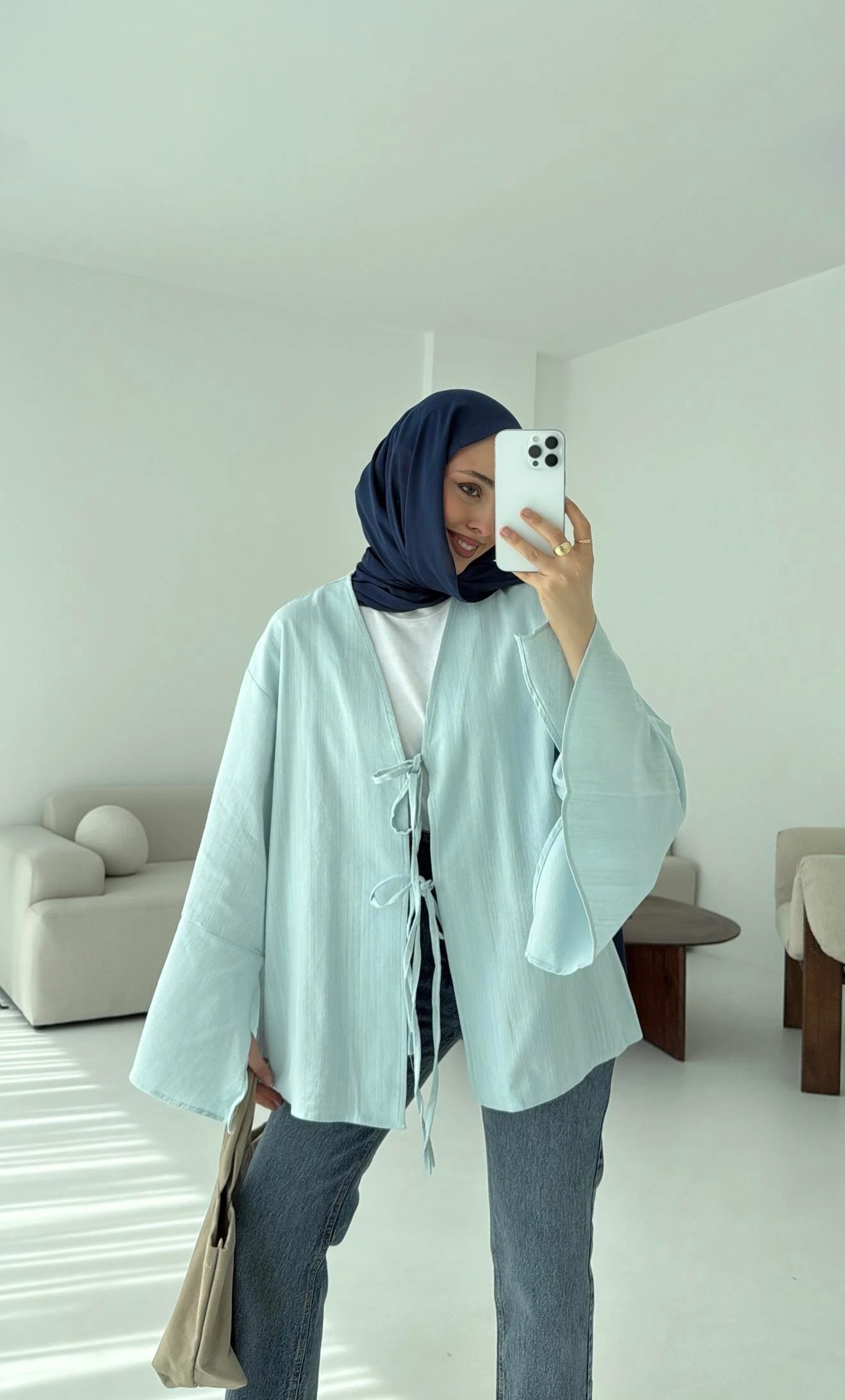 Kol Detay Kimono Mavi