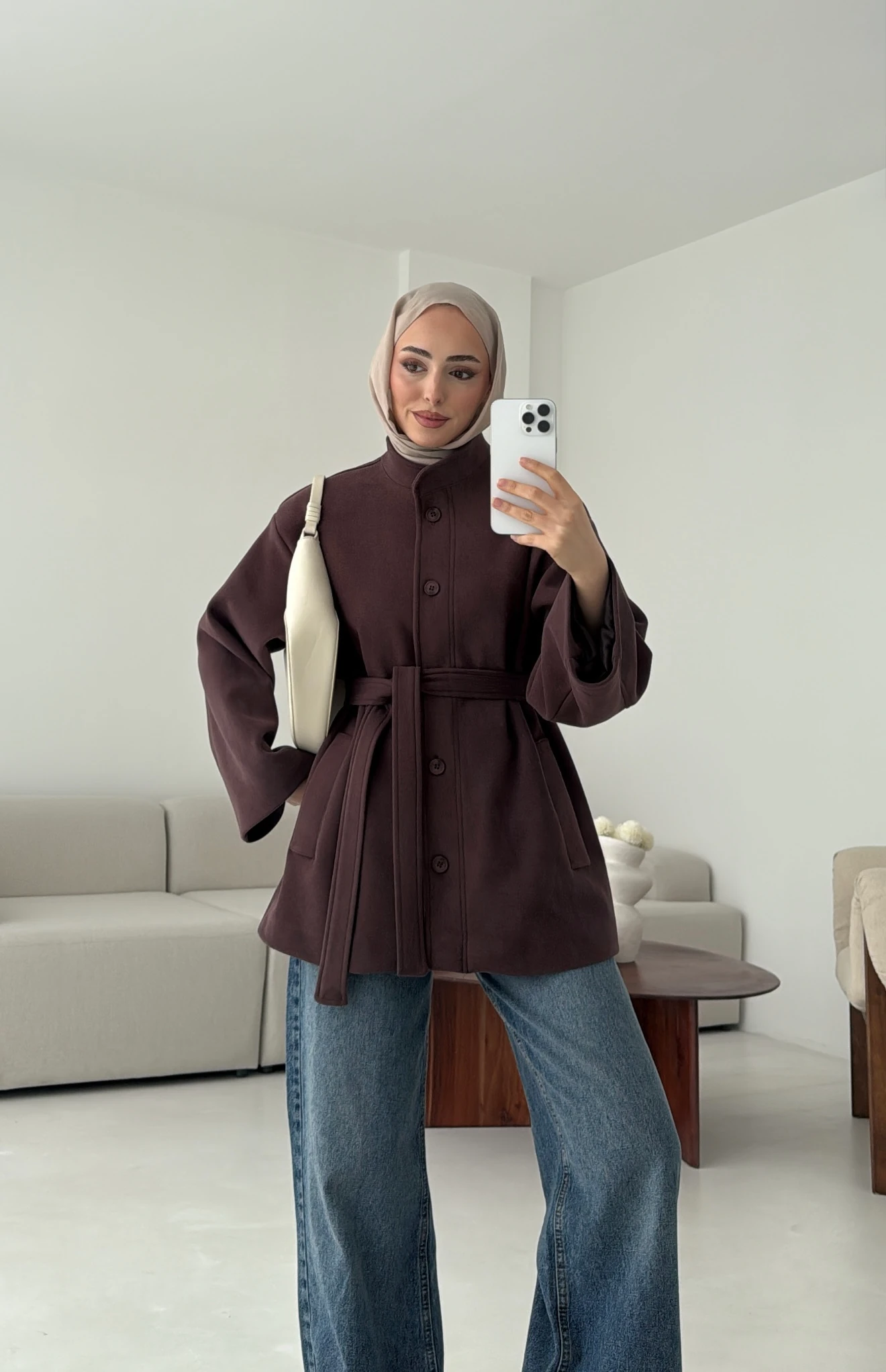 Hakim Yaka Atkılı Ceket/Kaban Mürdüm