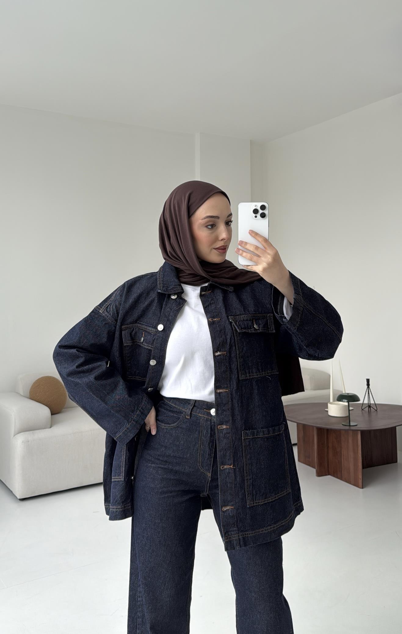 Seyyar Kemerli Denim Takım