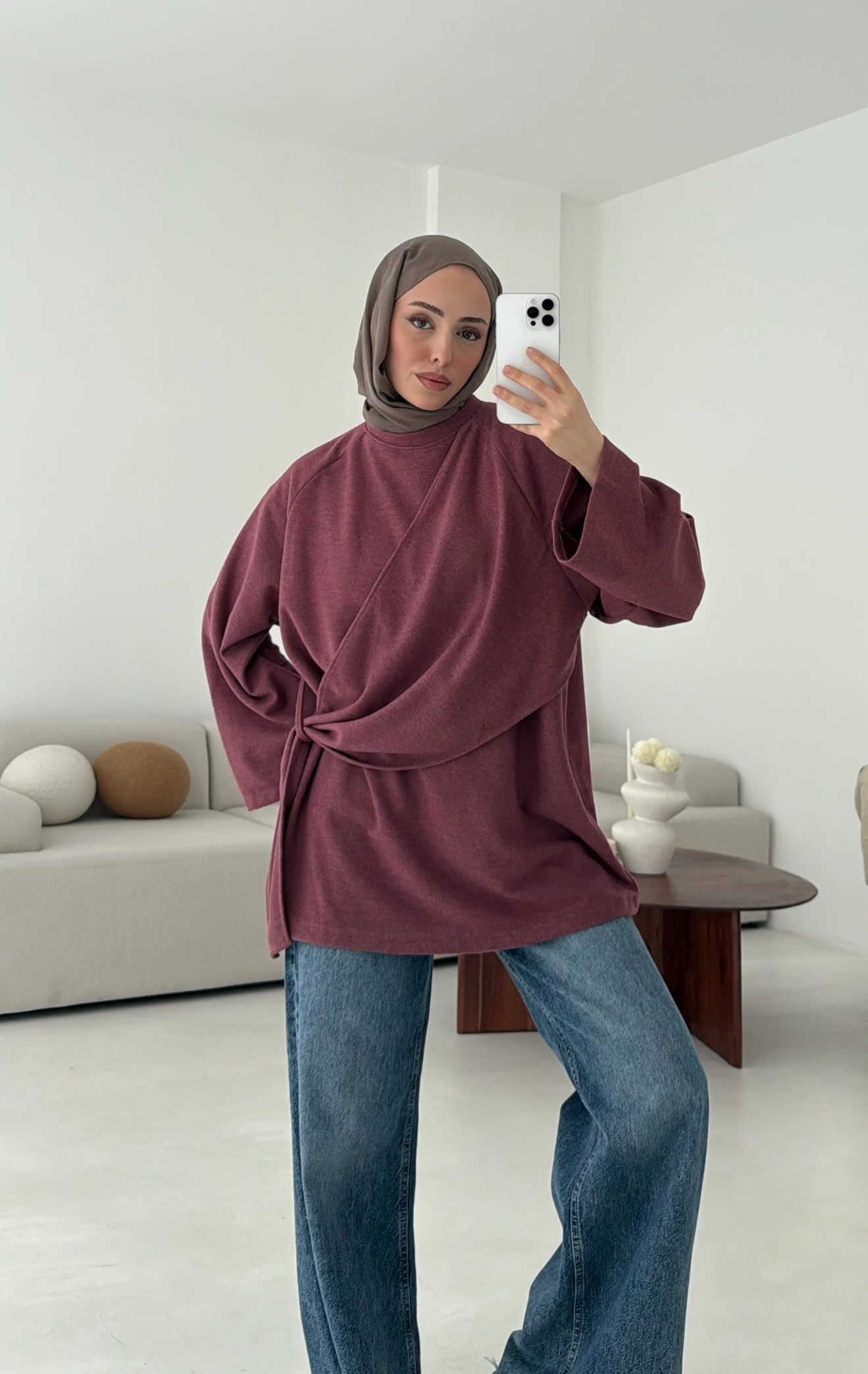 Yandan Şallı Tunik Gül